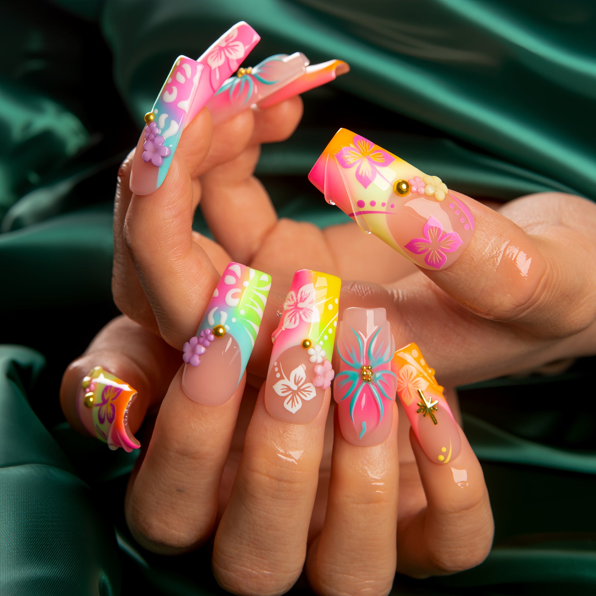 Neon Tropic Handmade Nails H829