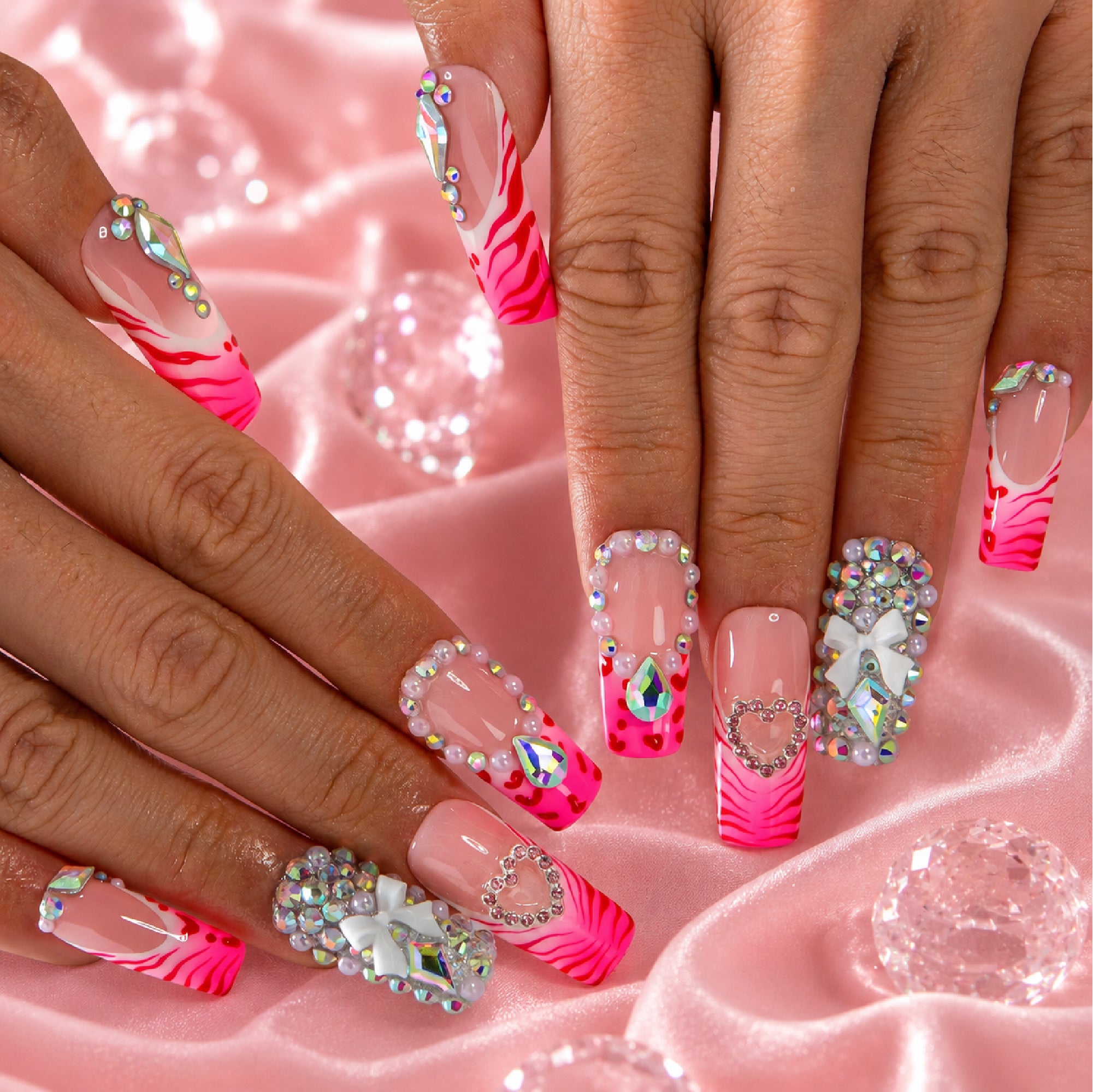 Pink Rave Handmade Nails H842