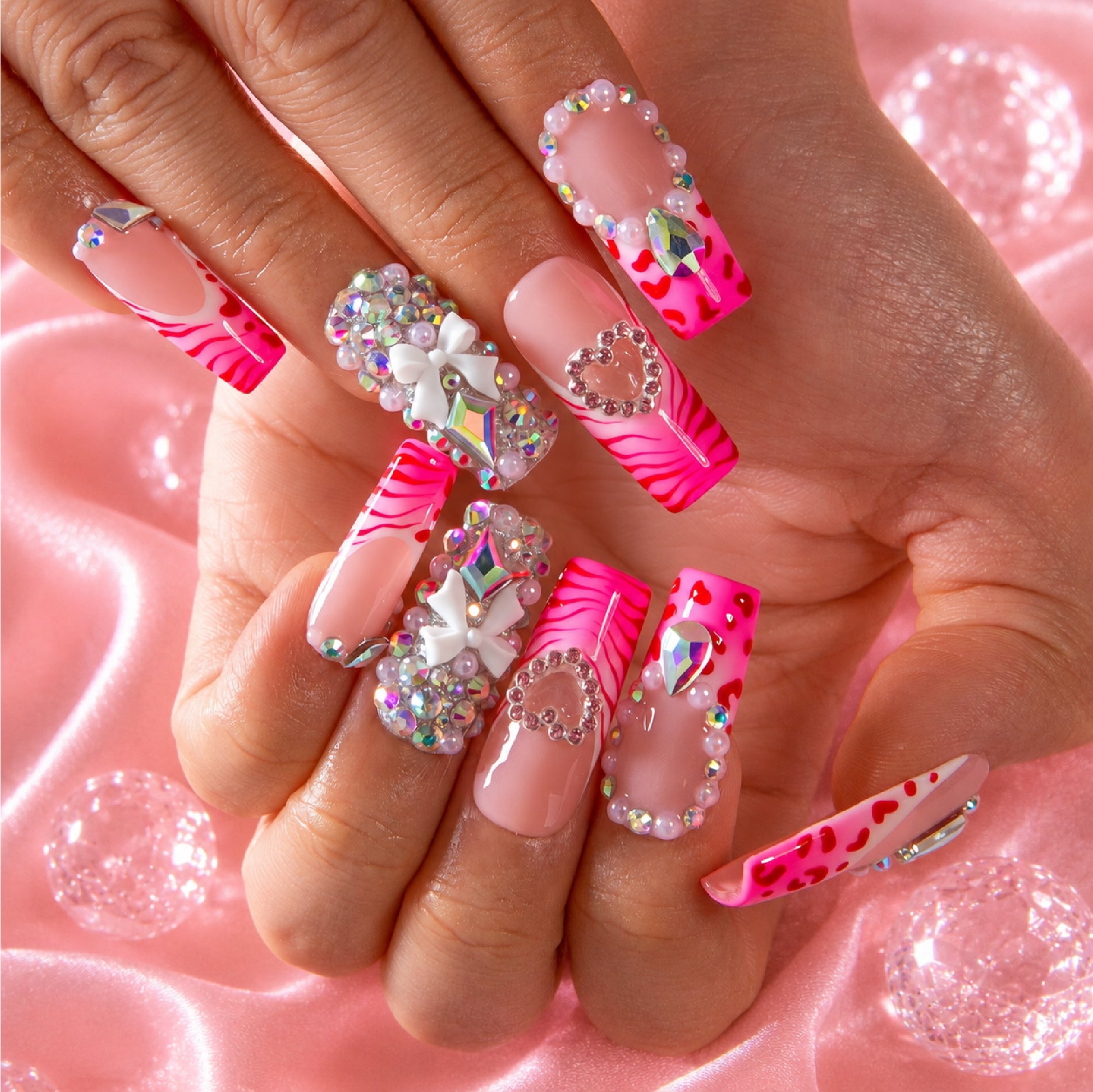 Pink Rave Handmade Nails H842