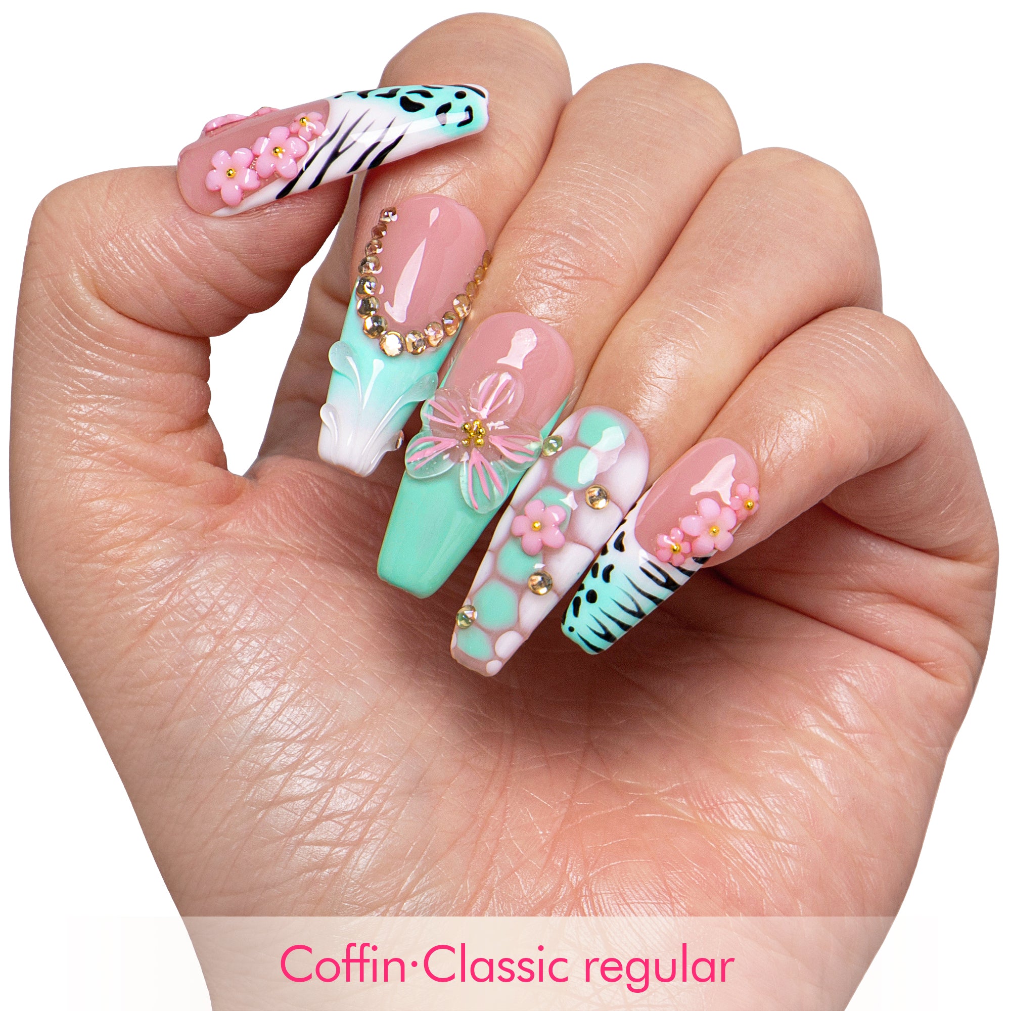Mint Blossom Handmade Nails H849