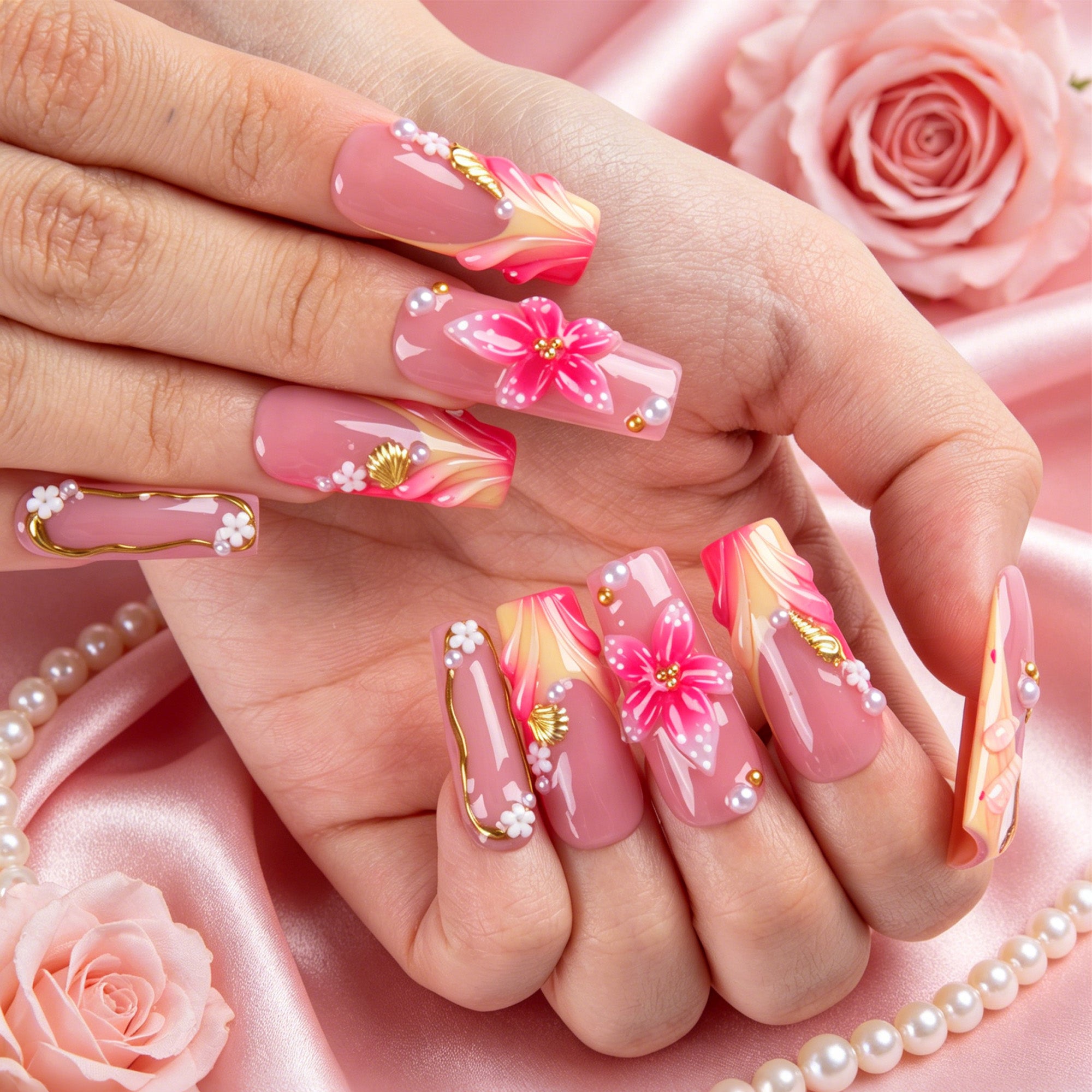 Luxe Sunset Handmade Nails H857
