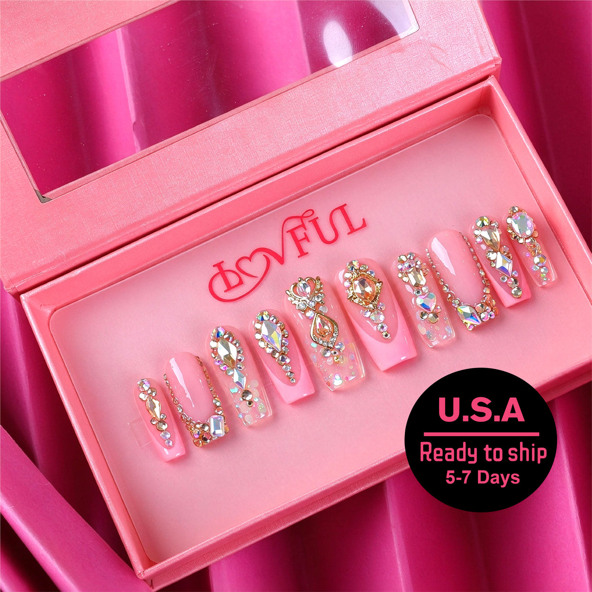 Crystal Empress Handmade Square Nails H860 RTS