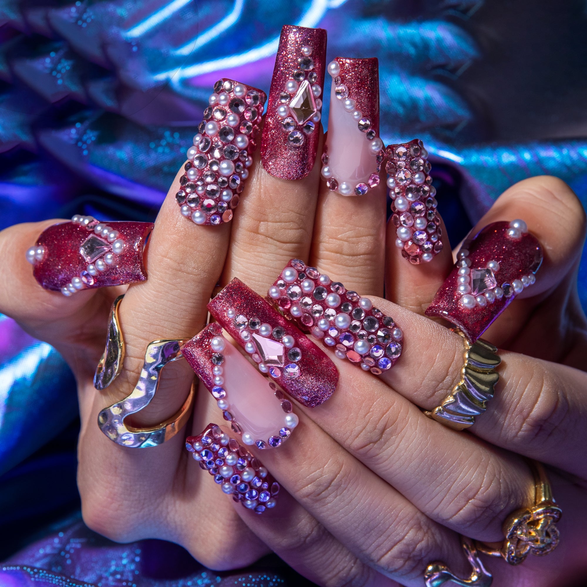 Rosé Crown Handmade Nails H867