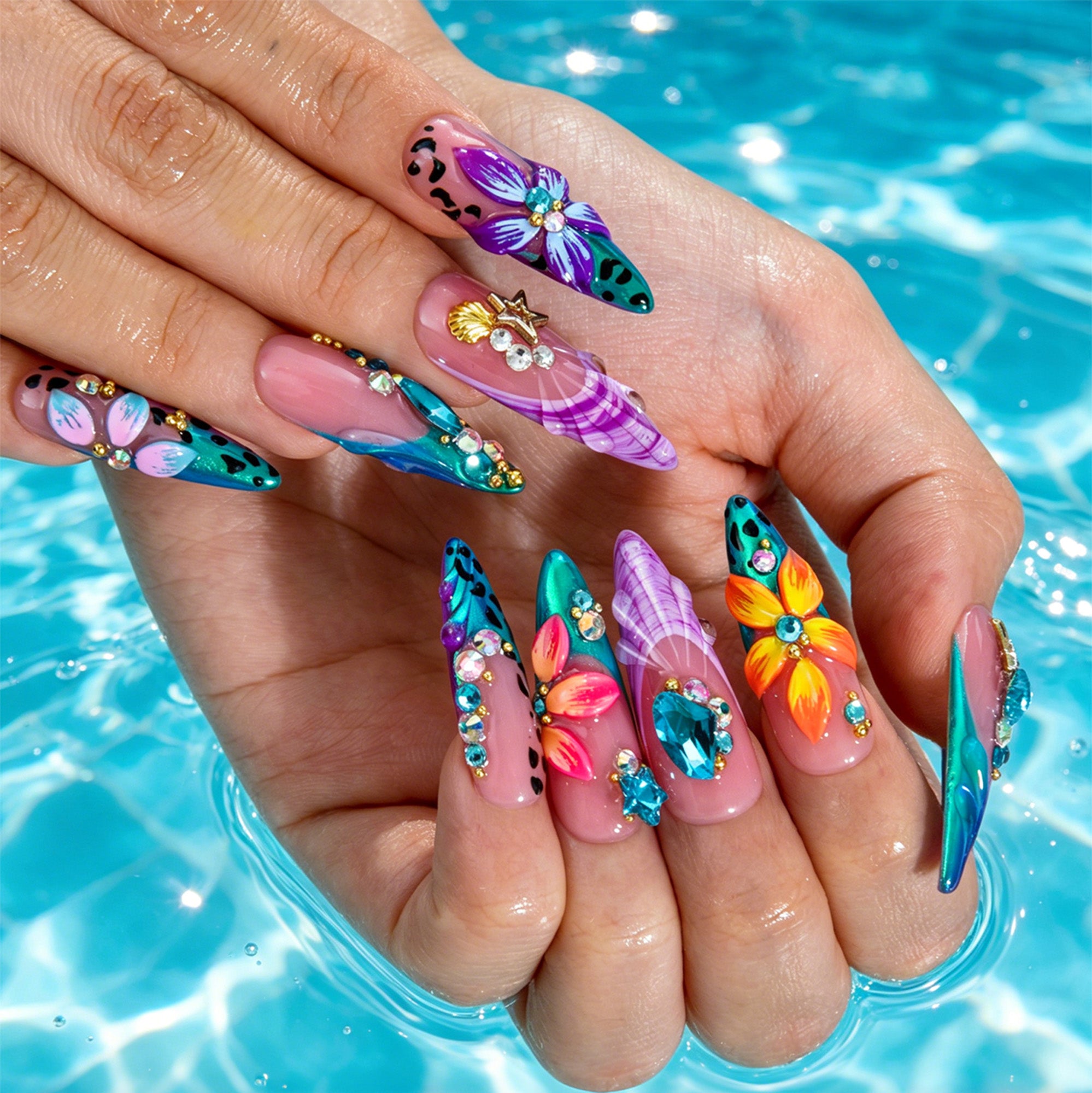 Aqua Tropic Handmade Nails H870