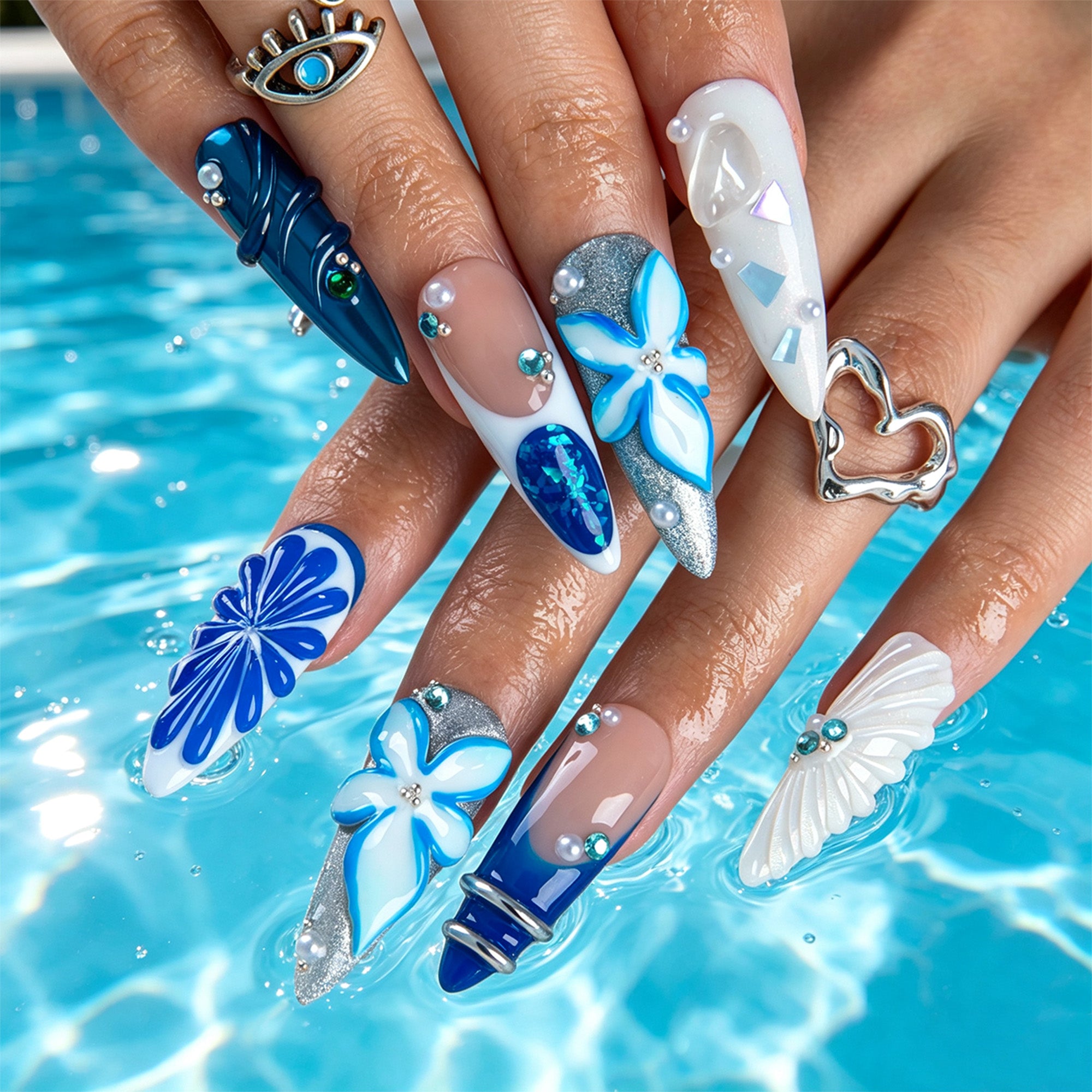 Royal Azure Handmade Nails H879