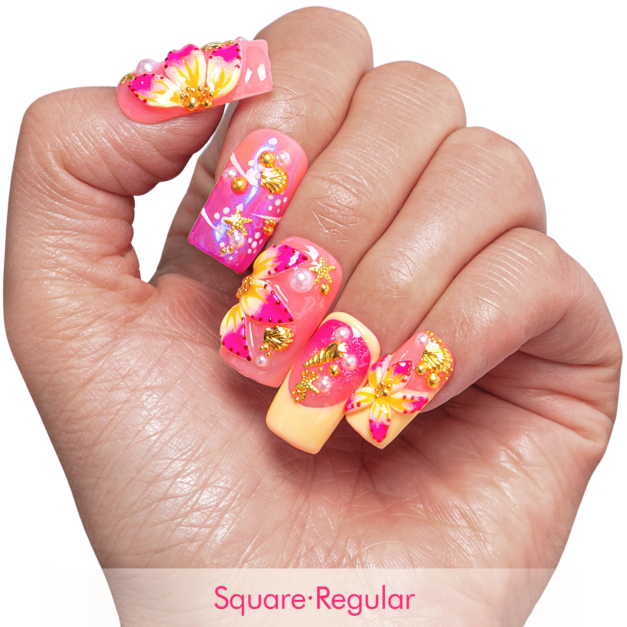 Sunset Hibiscus Handmade Nails H880