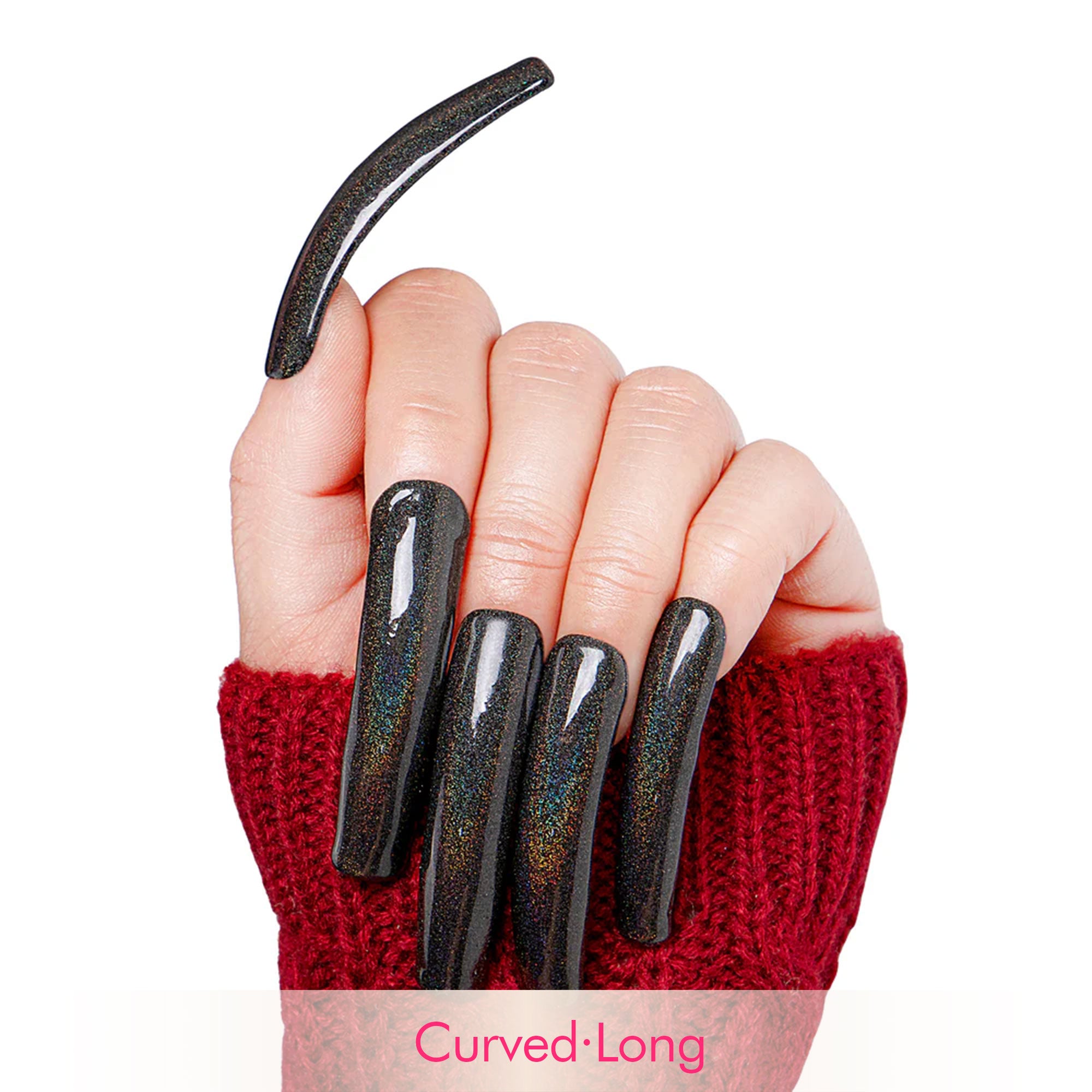 Mirror Black Handmade Nails H9