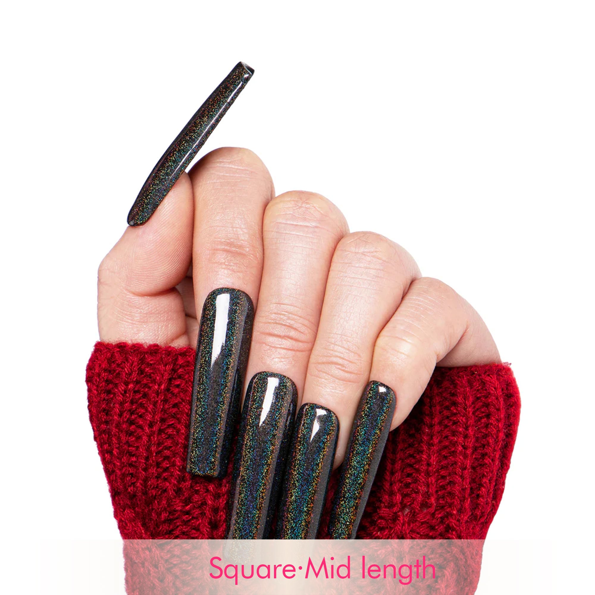 Mirror Black Handmade Nails H9