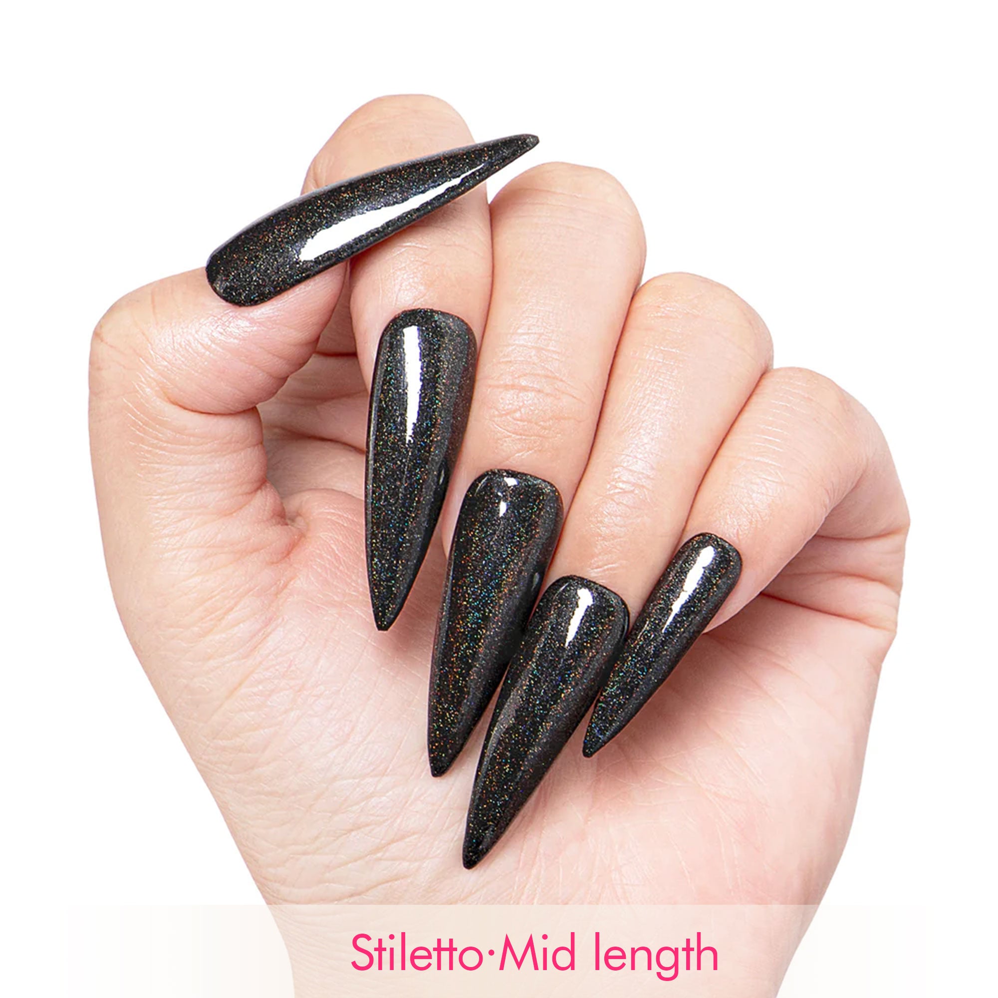 Mirror Black Handmade Nails H9