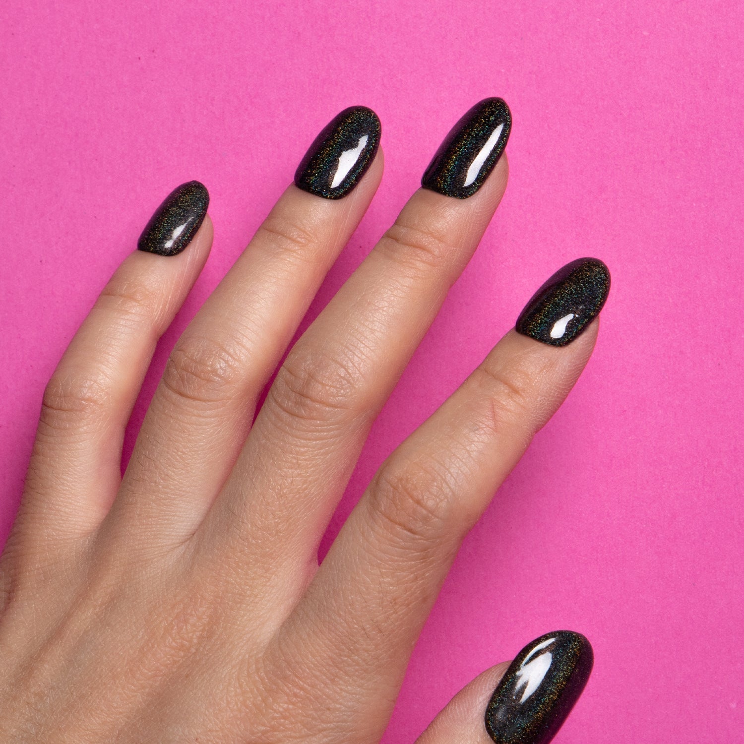 Mirror Black Handmade Round Nails H9