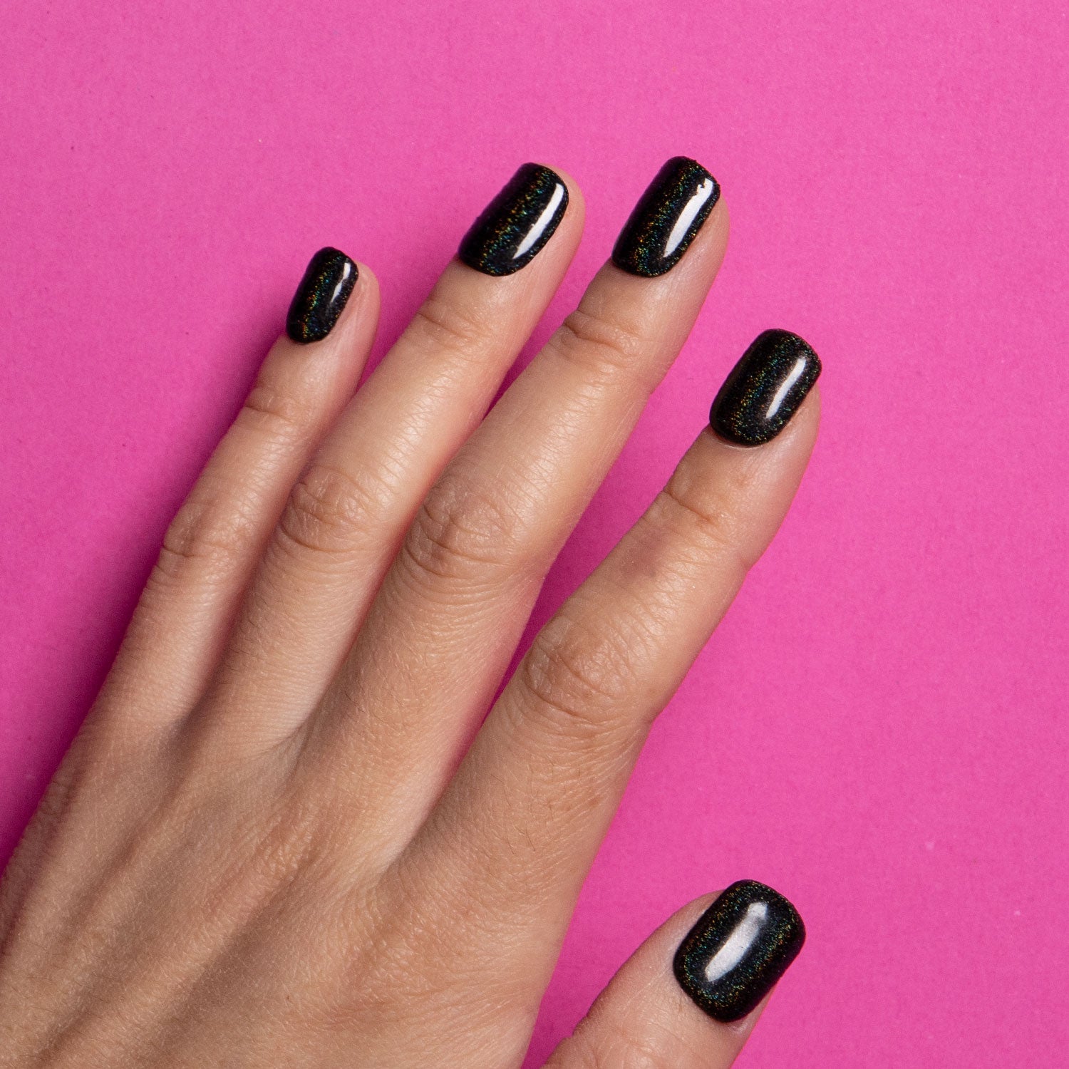 Mirror Black Handmade Square Nails H9