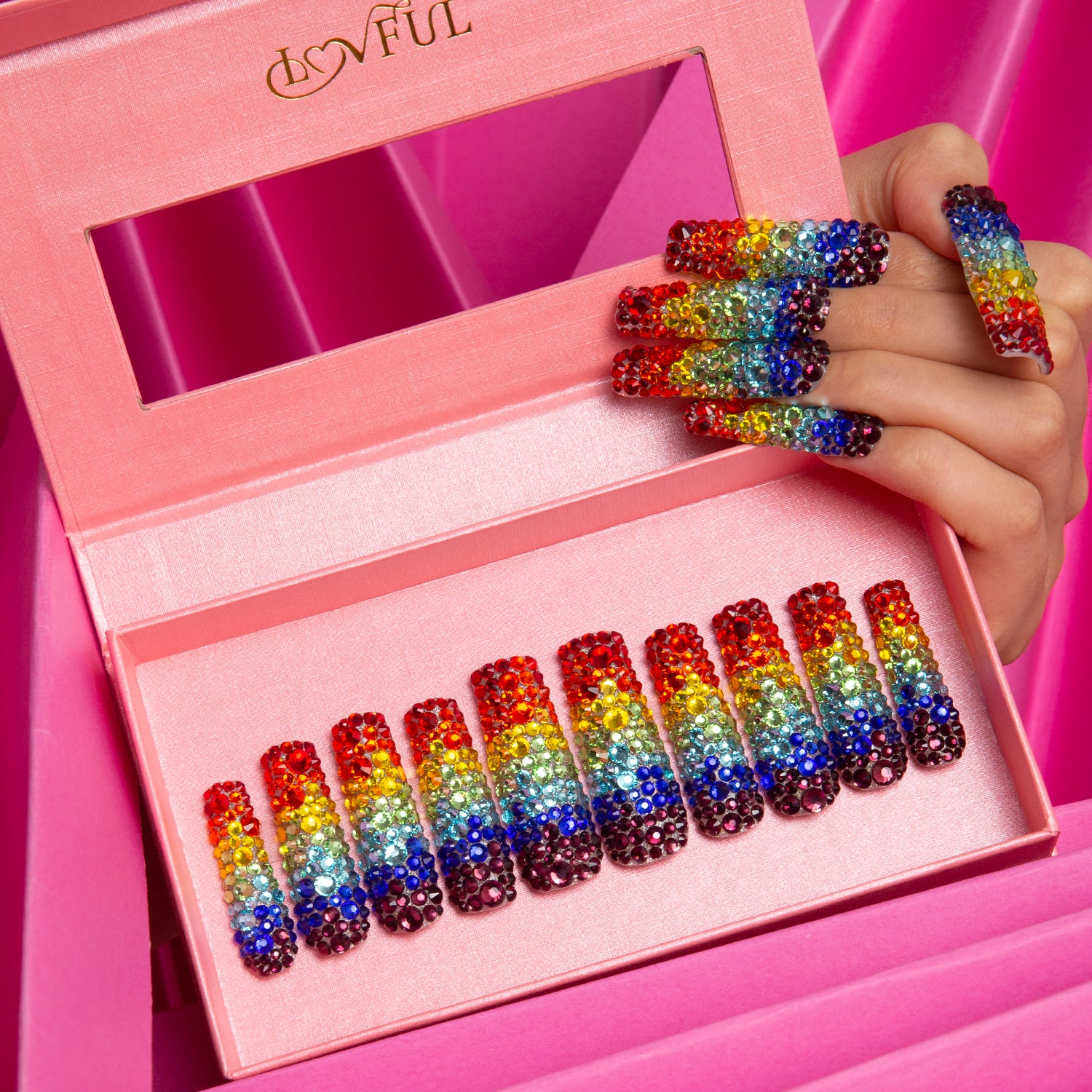 Rainbow Handmade Square Nails H90