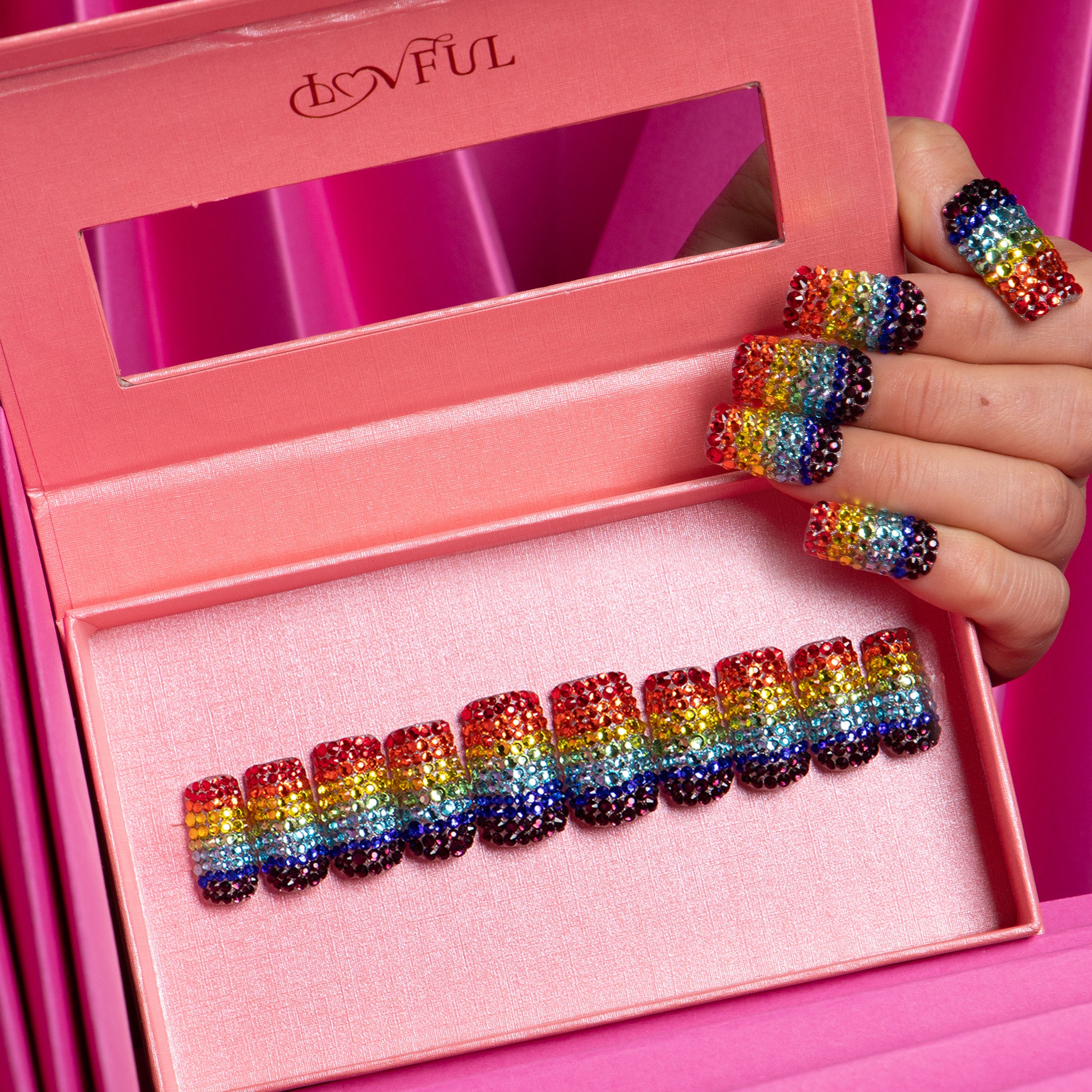 Rainbow Handmade Square Nails H90