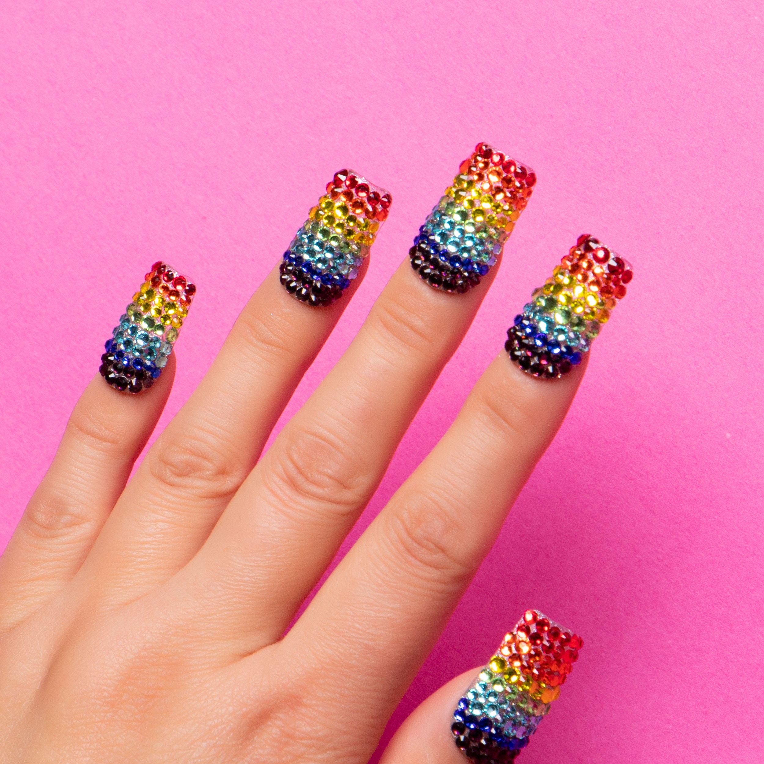 Rainbow Handmade Square Nails H90