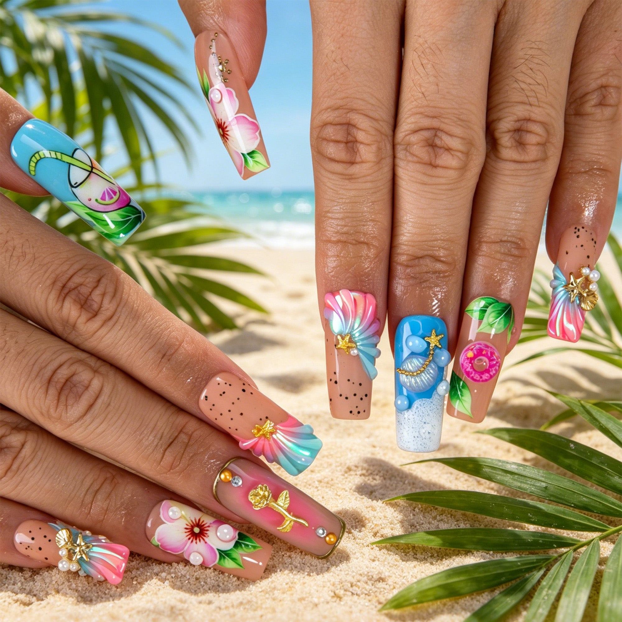 Tropical Crush Handmade Nails H900