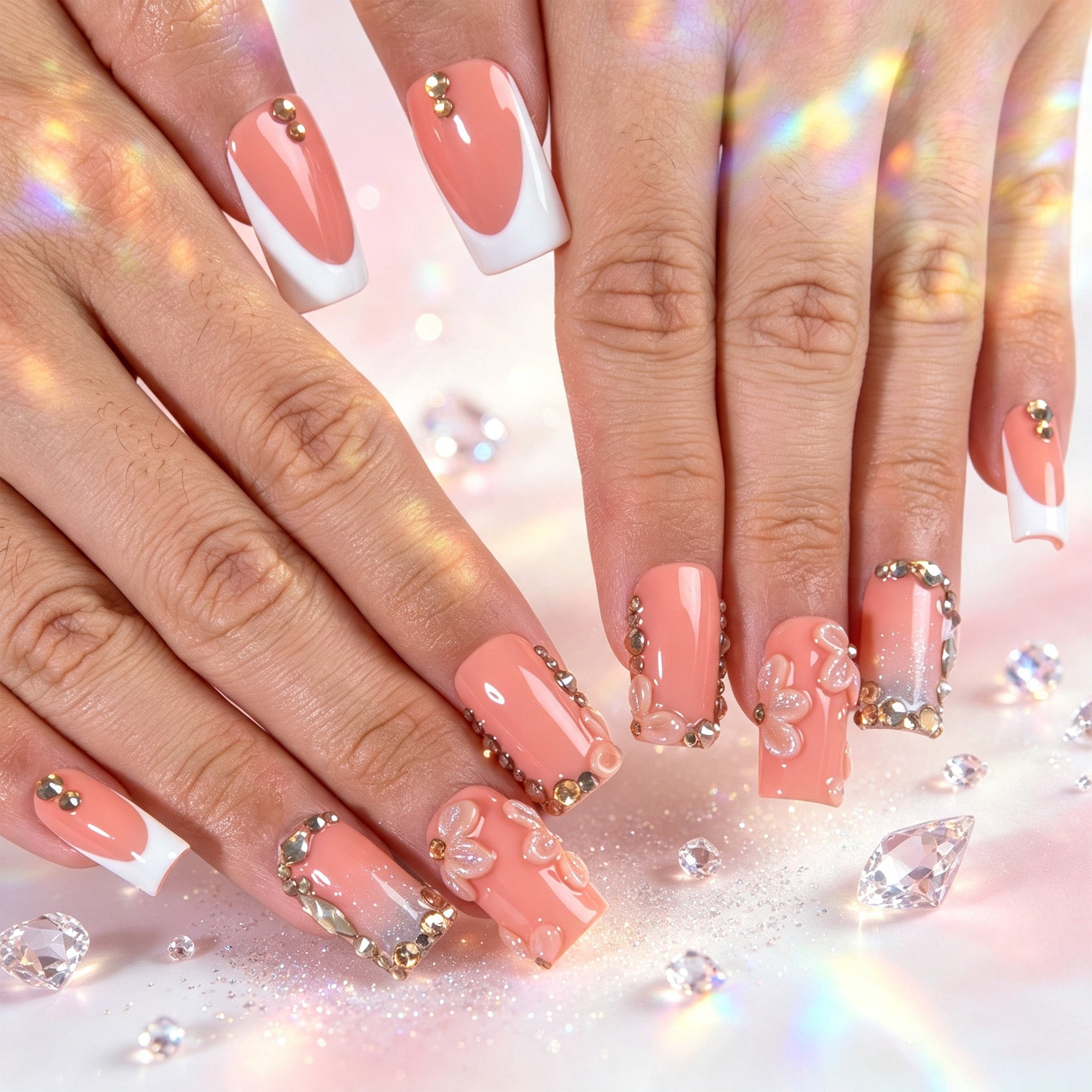 Champagne Blush Handmade Nails H912