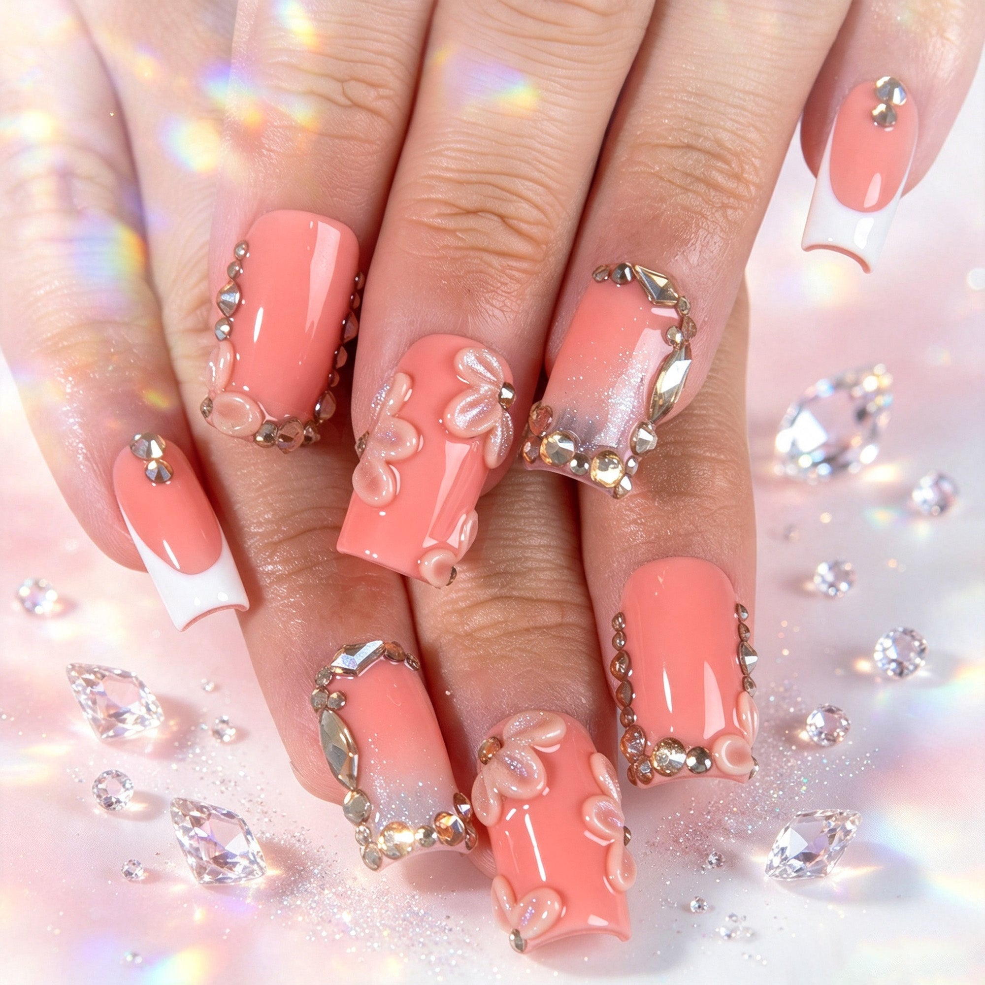 Champagne Blush Handmade Nails H912