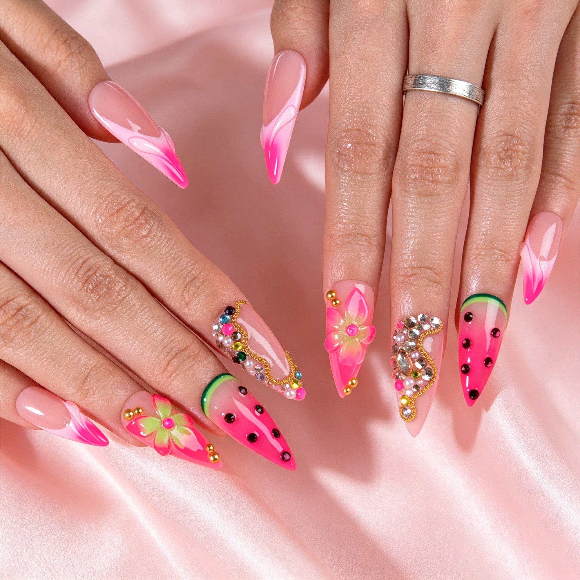 Melon Crush Handmade Nails H915
