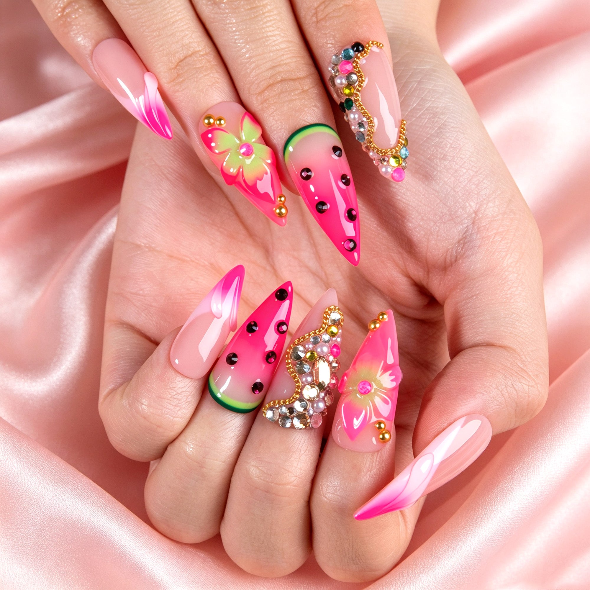 Melon Crush Handmade Nails H915