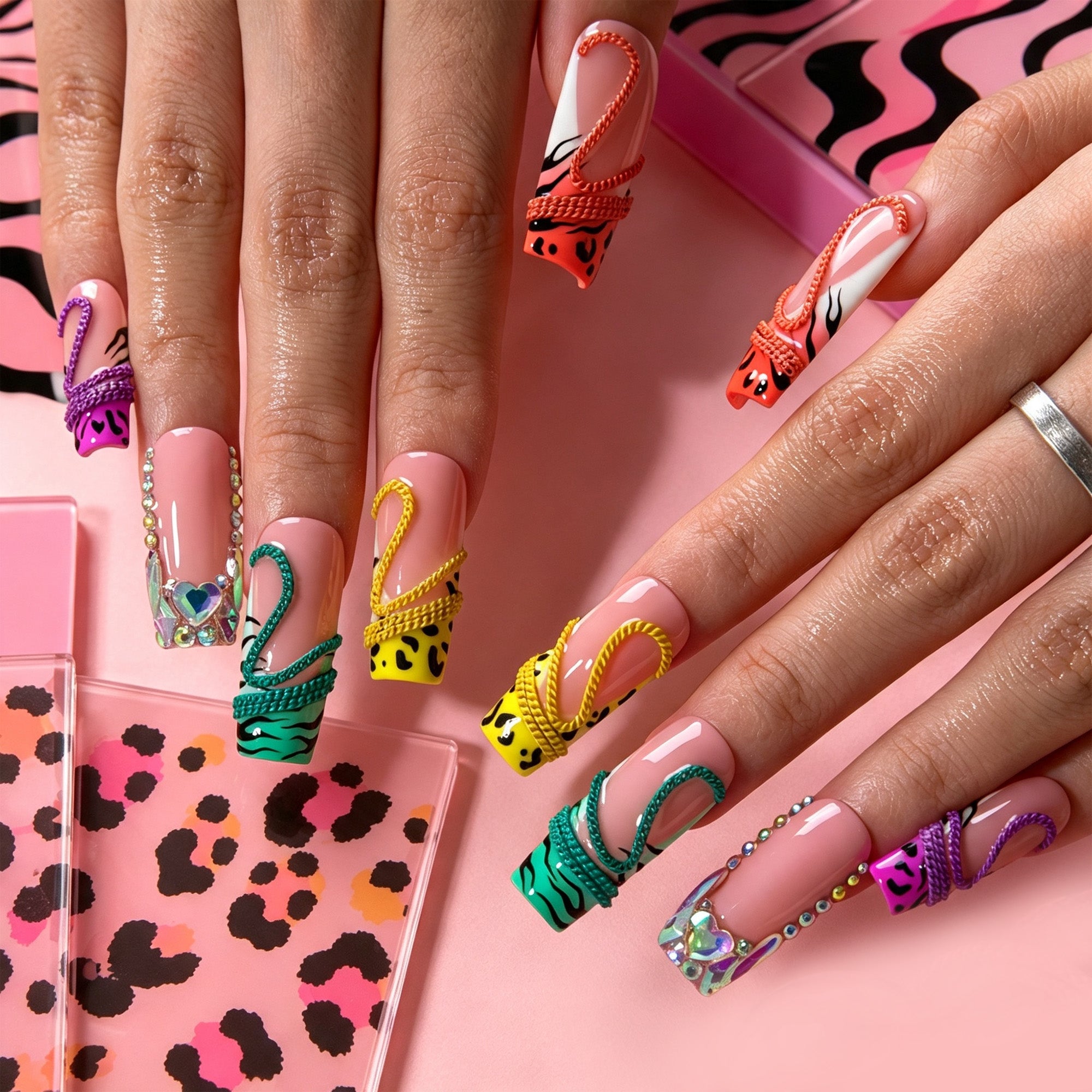Rainbow Riot Handmade Nails H918