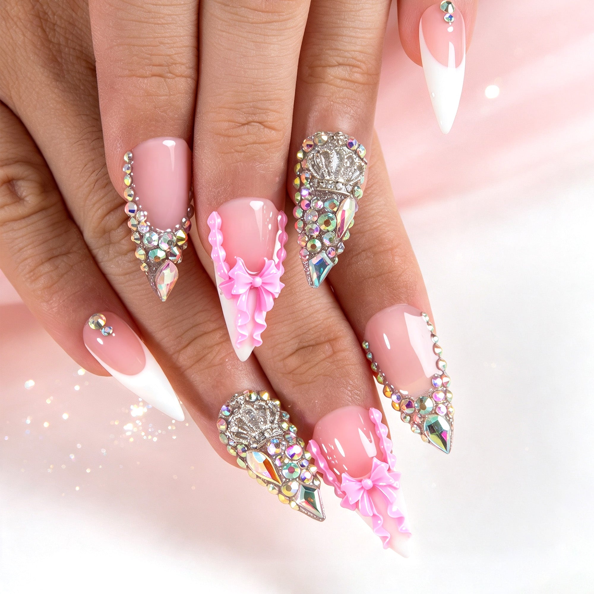 Pink Coronation Handmade Nails H919