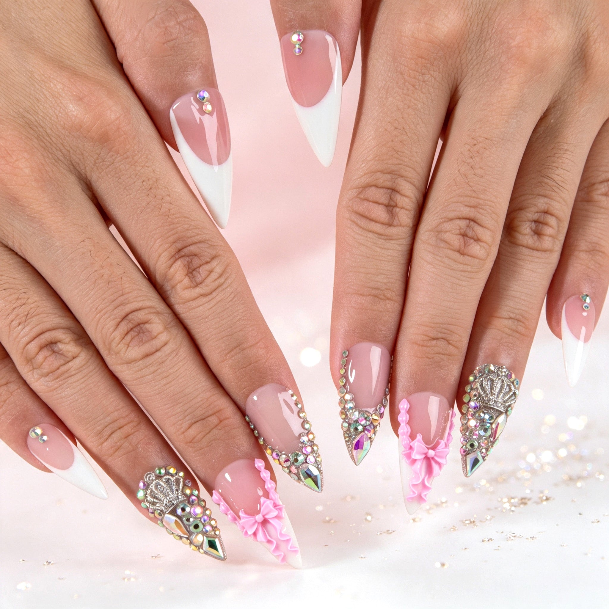Pink Coronation Handmade Nails H919
