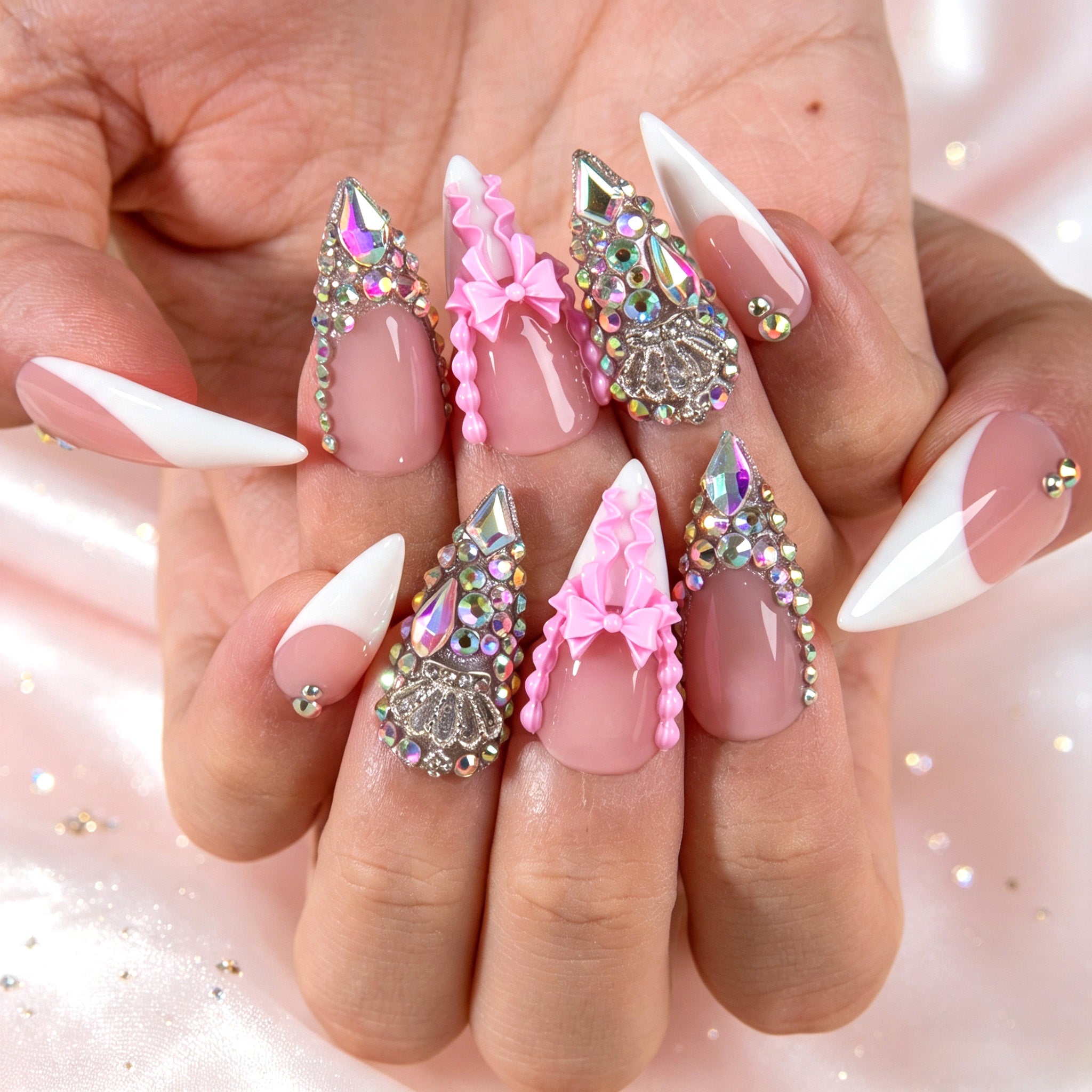 Pink Coronation Handmade Nails H919