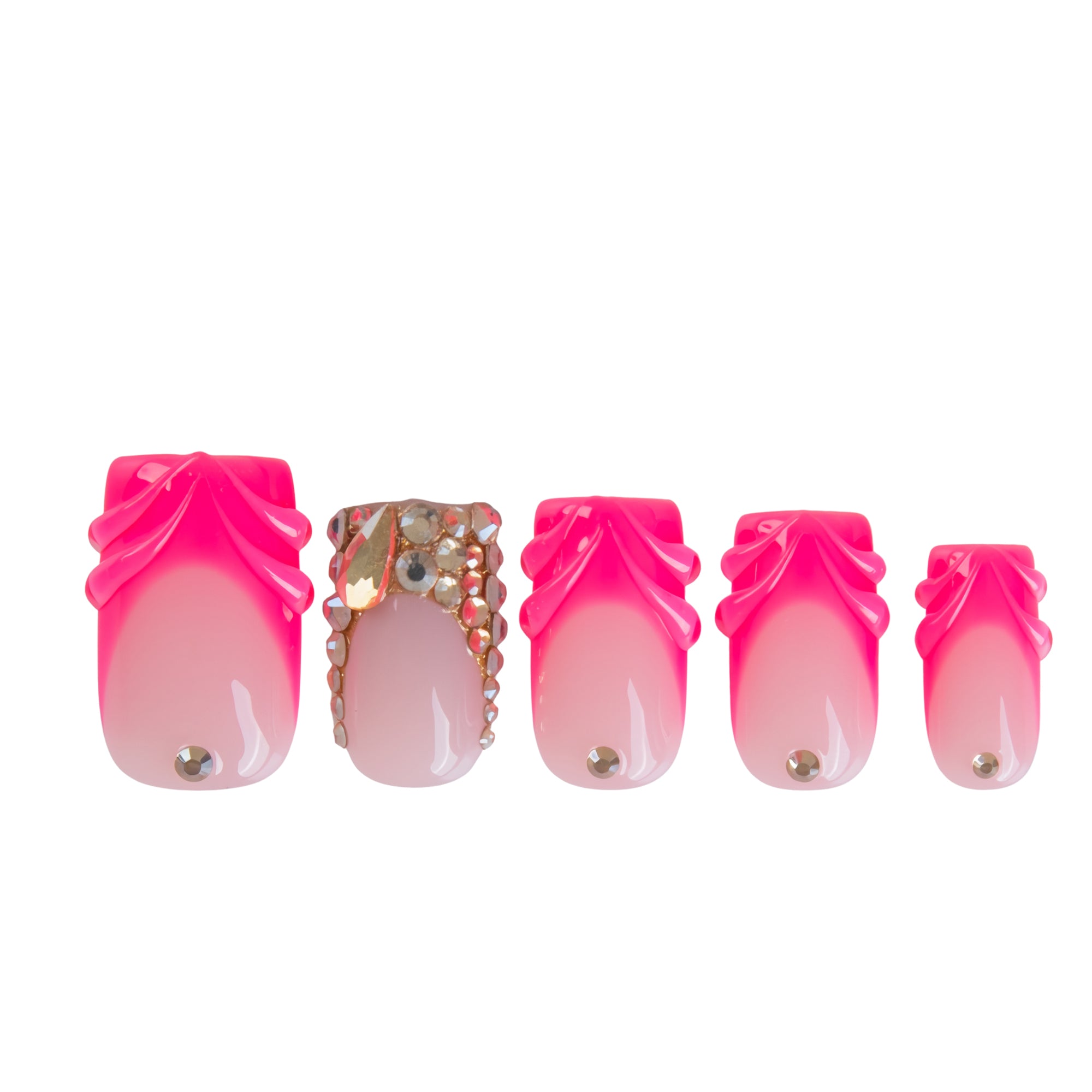 Hot Pink Glow Handmade Nails H920
