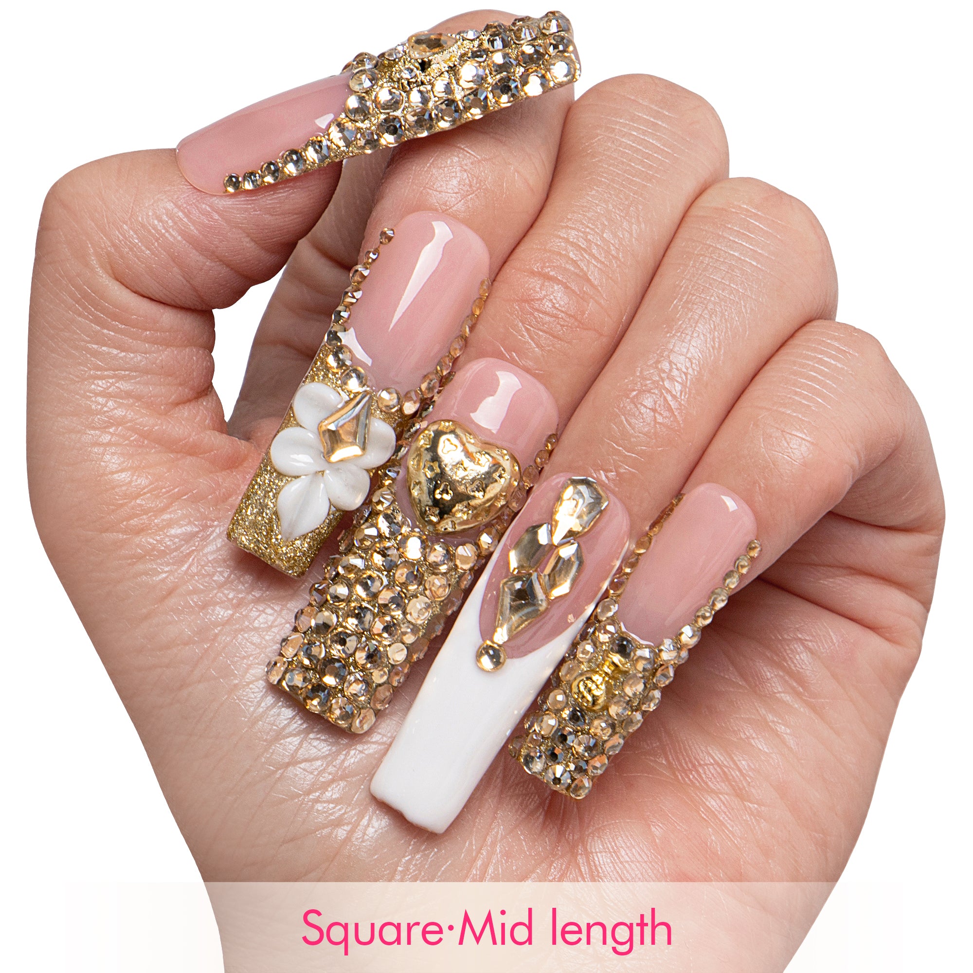 Love in Gold Handmade Nails H926