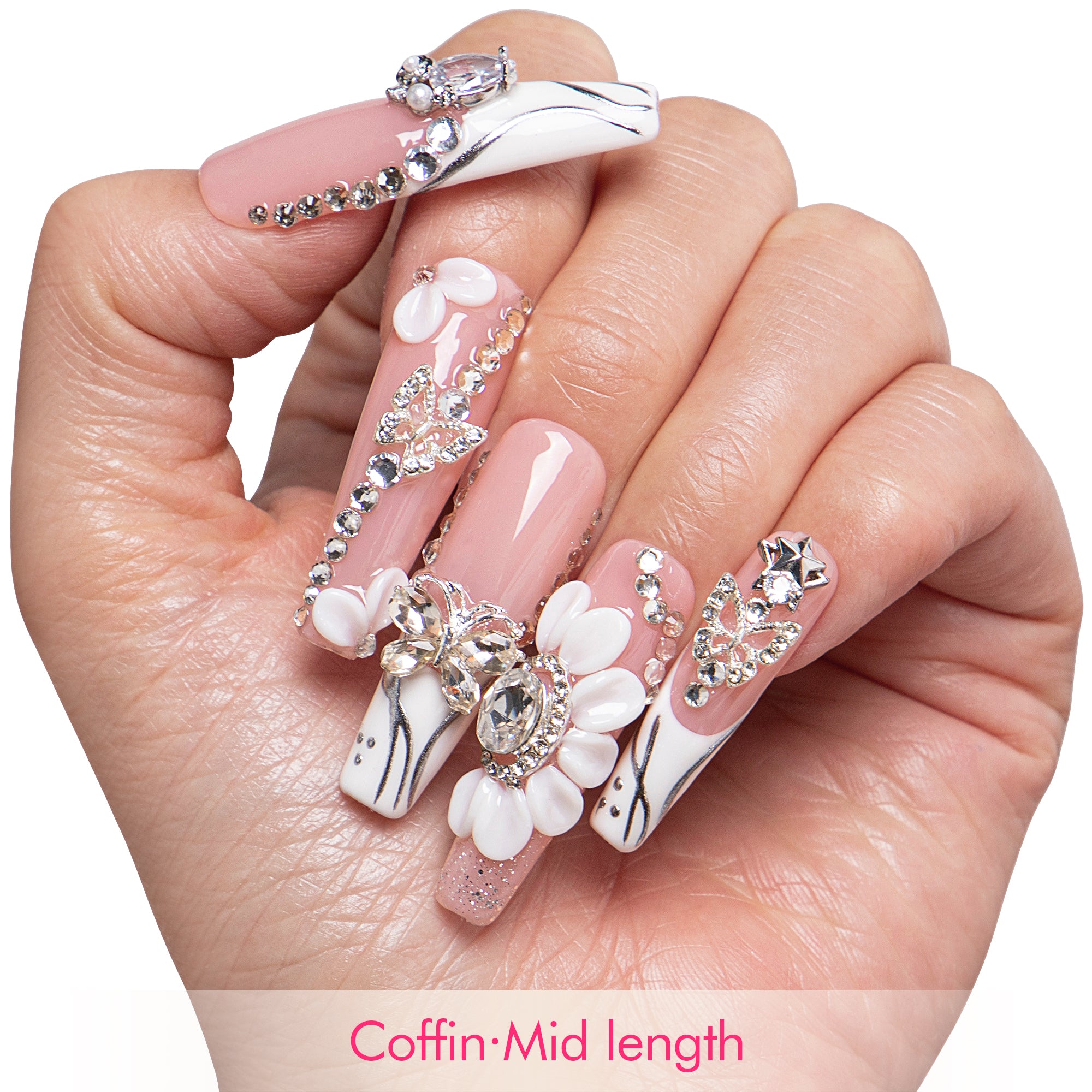 Crystal Butterfly Handmade Nails H928