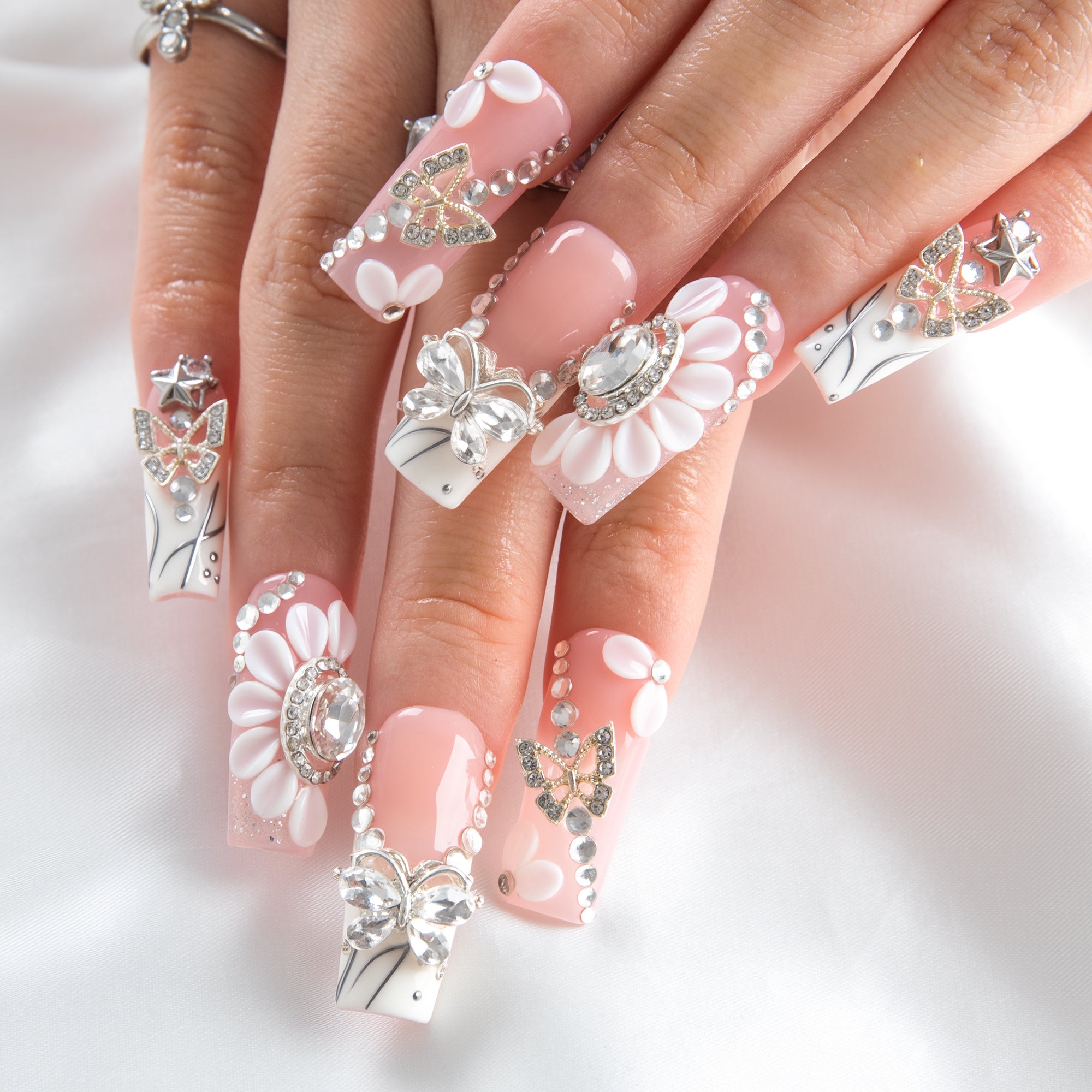 Crystal Butterfly Handmade Nails H928