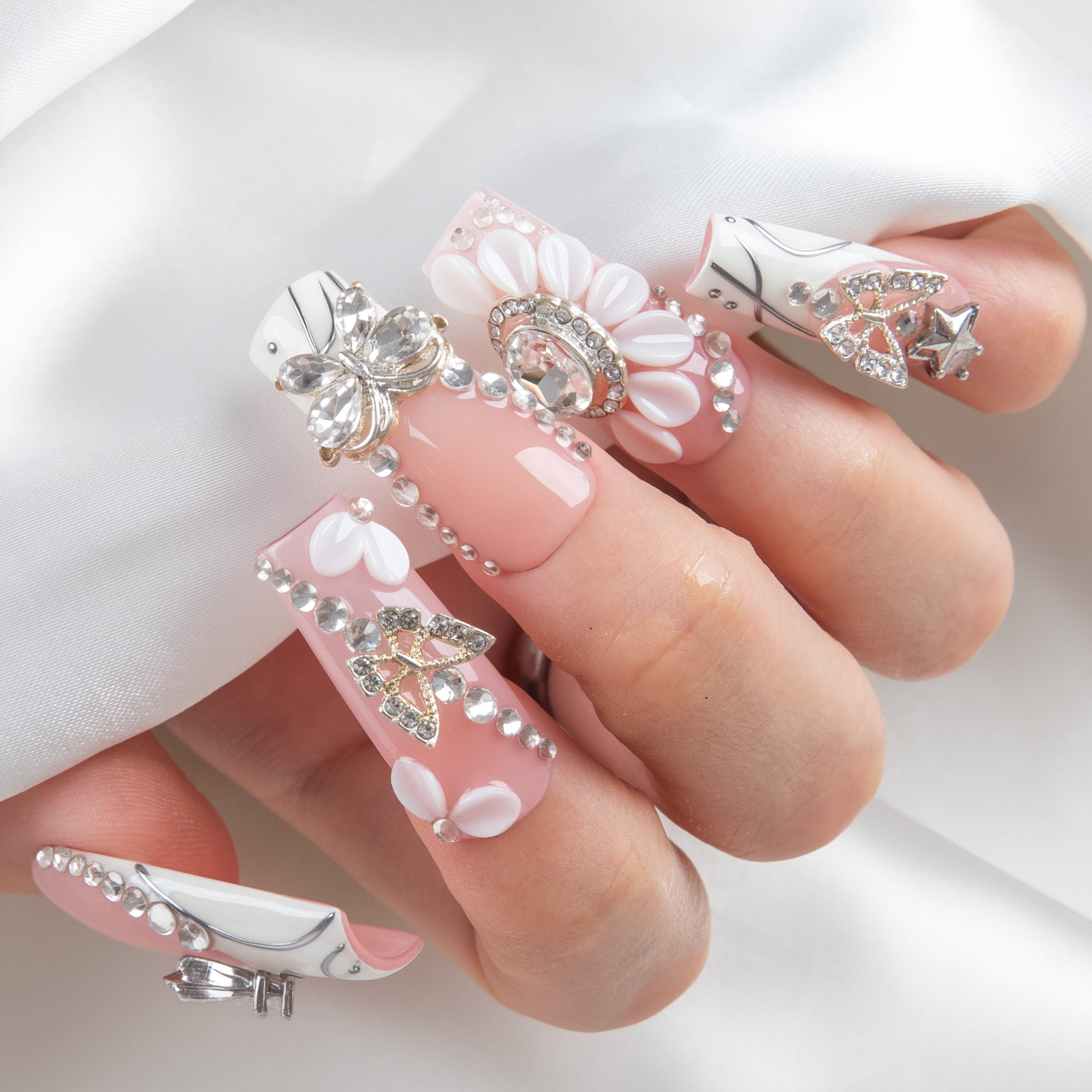 Crystal Butterfly Handmade Nails H928