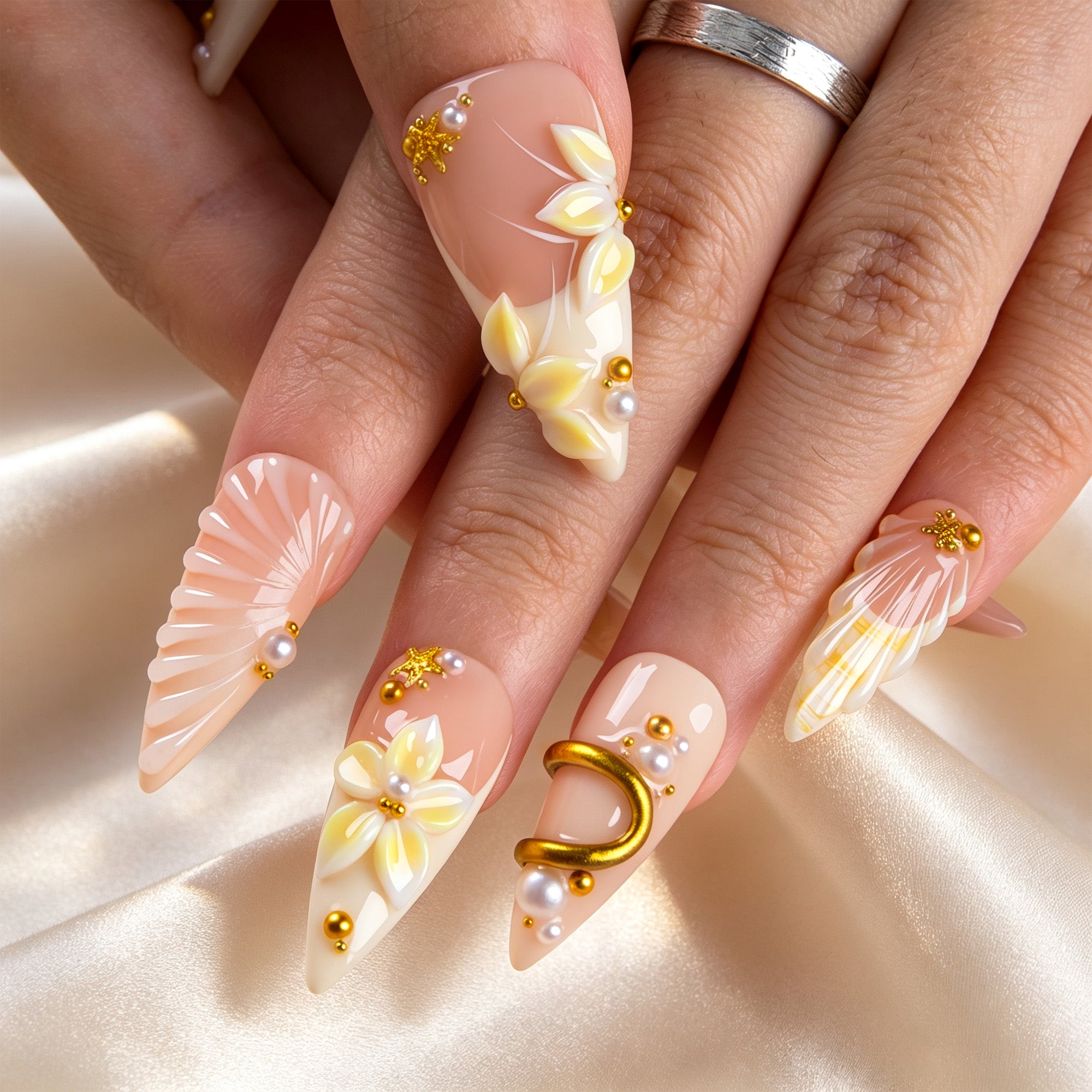 Celestial Bloom Handmade Nails H934
