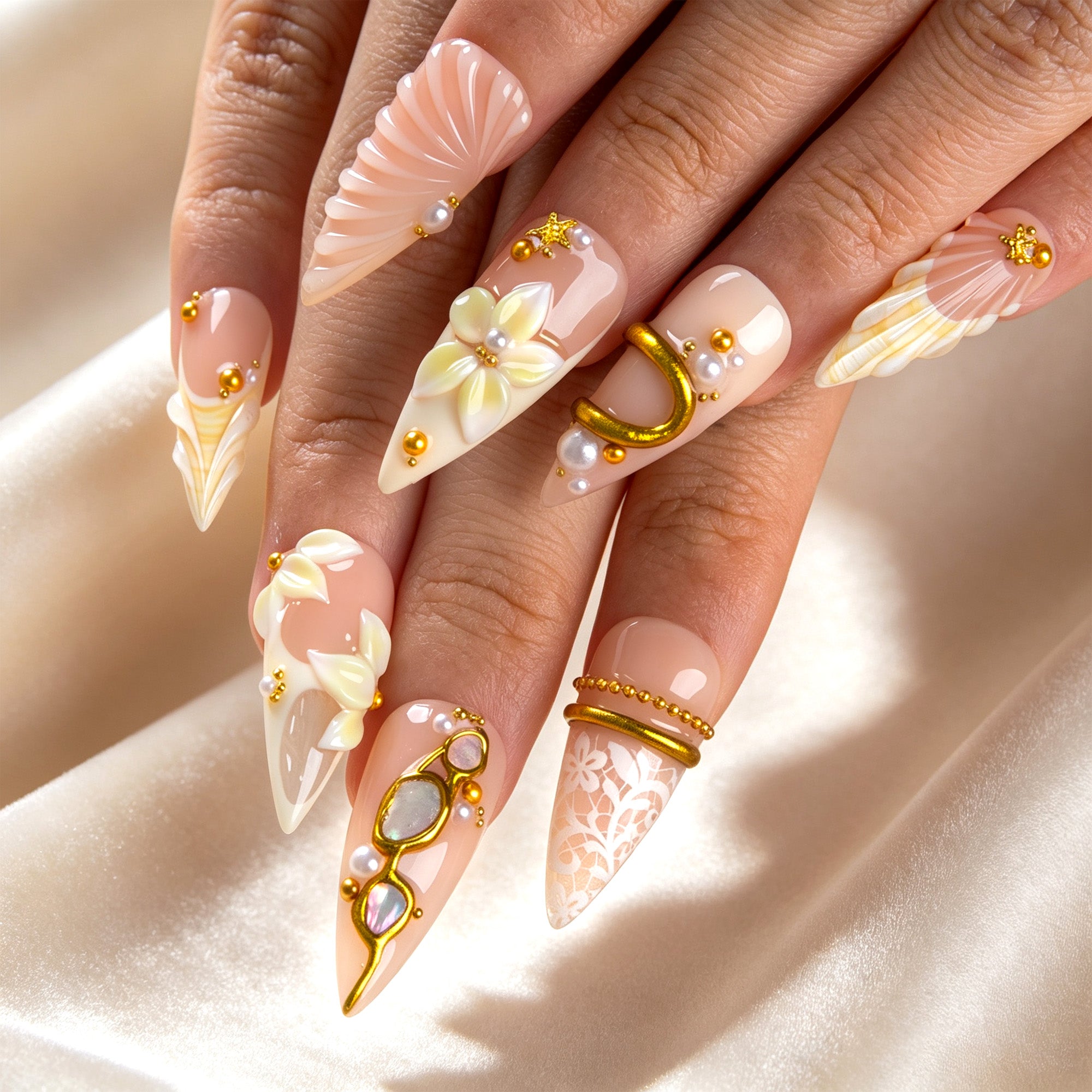 Celestial Bloom Handmade Nails H934