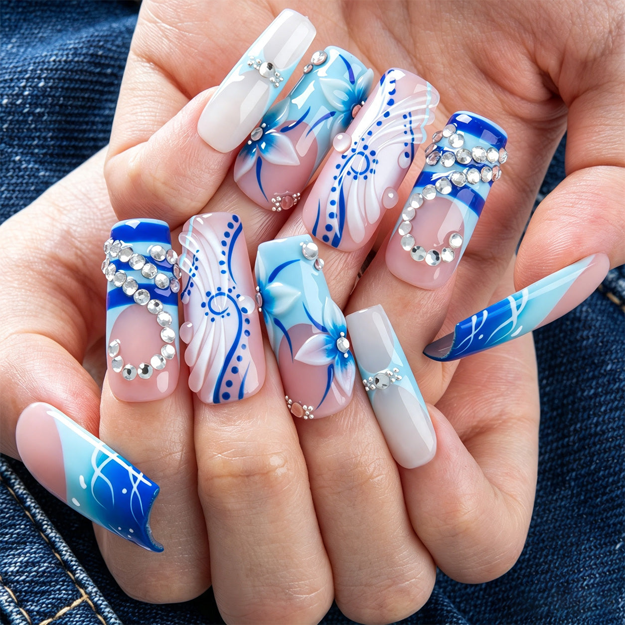 Blue Mirage Handmade Nails H943
