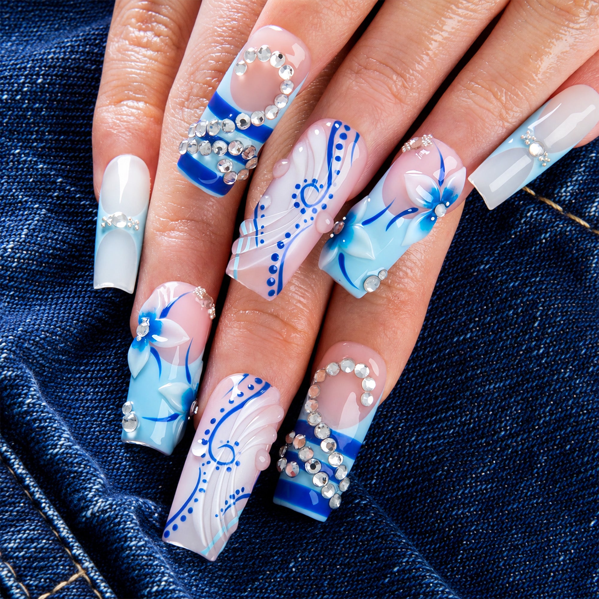 Blue Mirage Handmade Nails H943