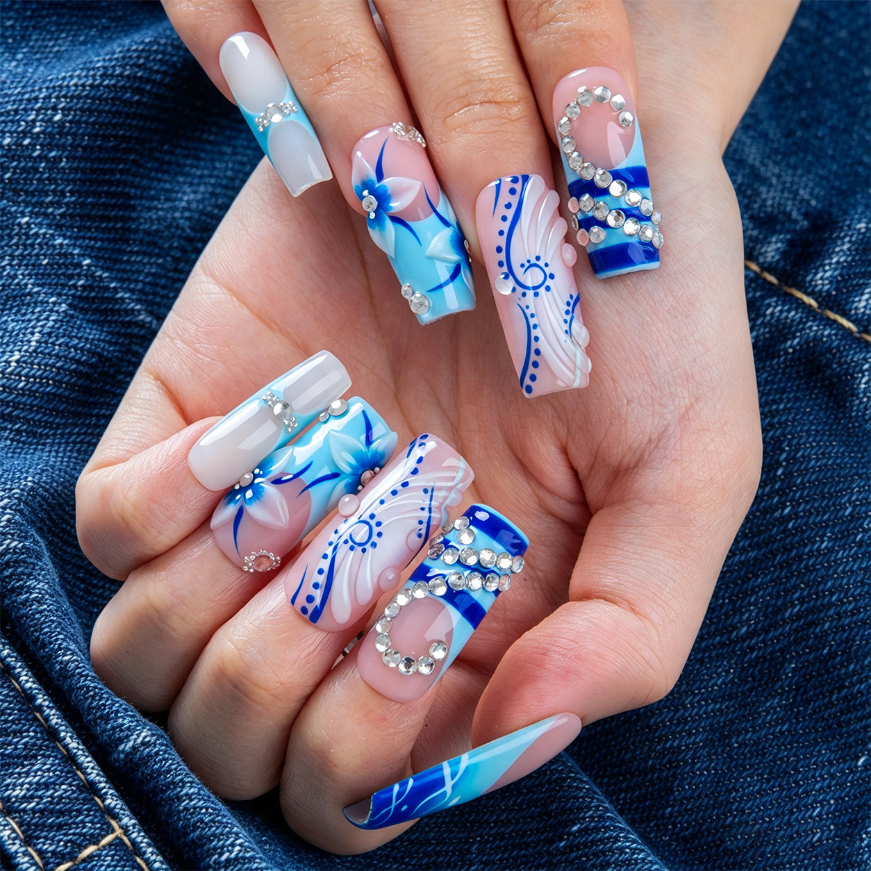 Blue Mirage Handmade Nails H943
