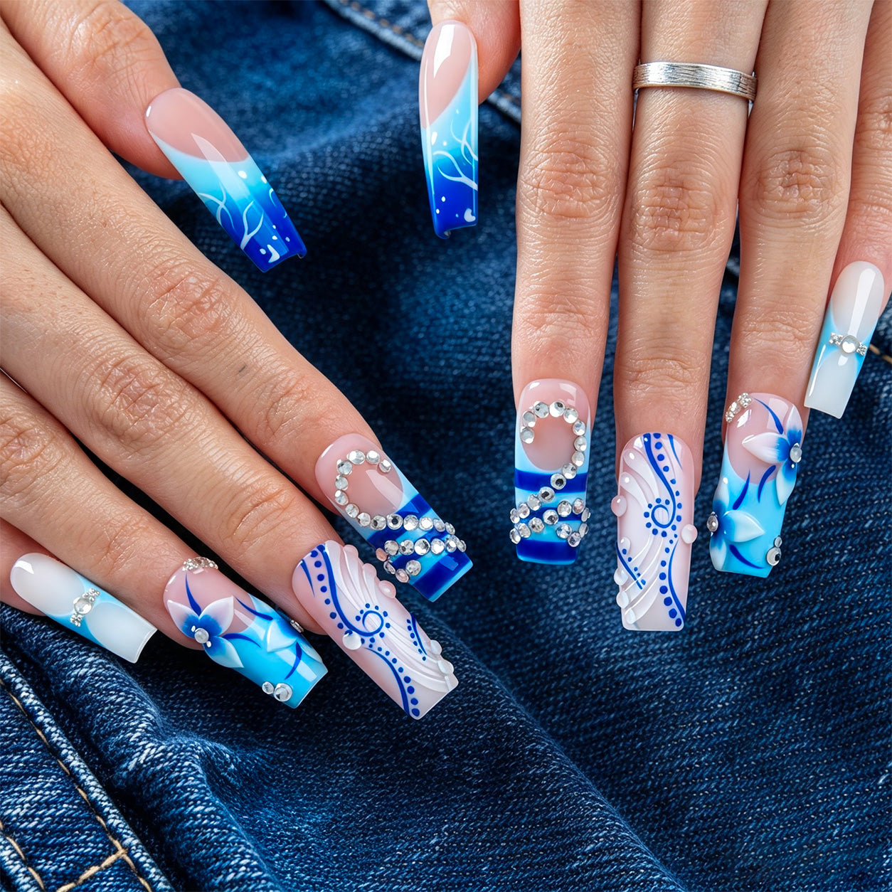 Blue Mirage Handmade Nails H943