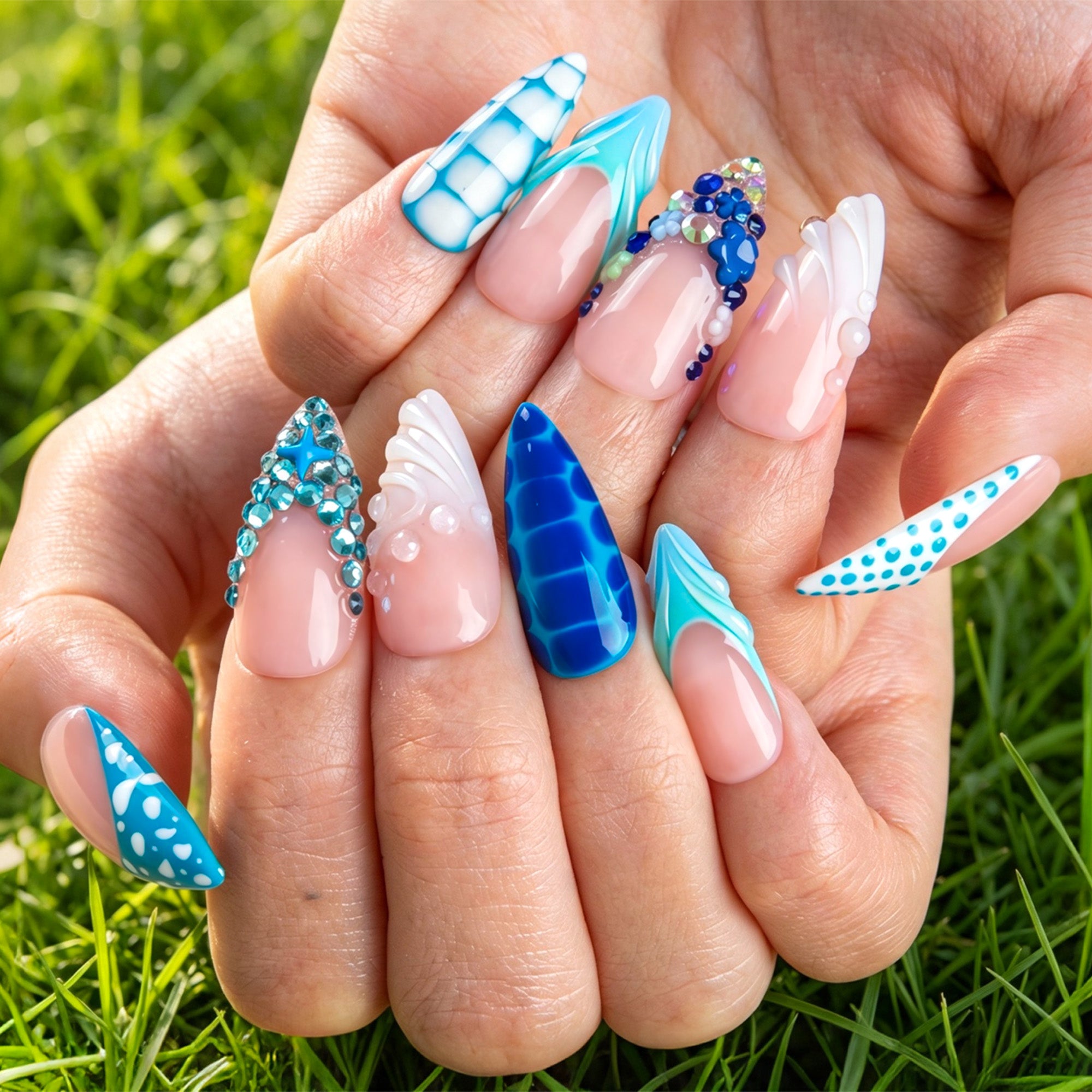 Lagoon Glow Handmade Nails H945