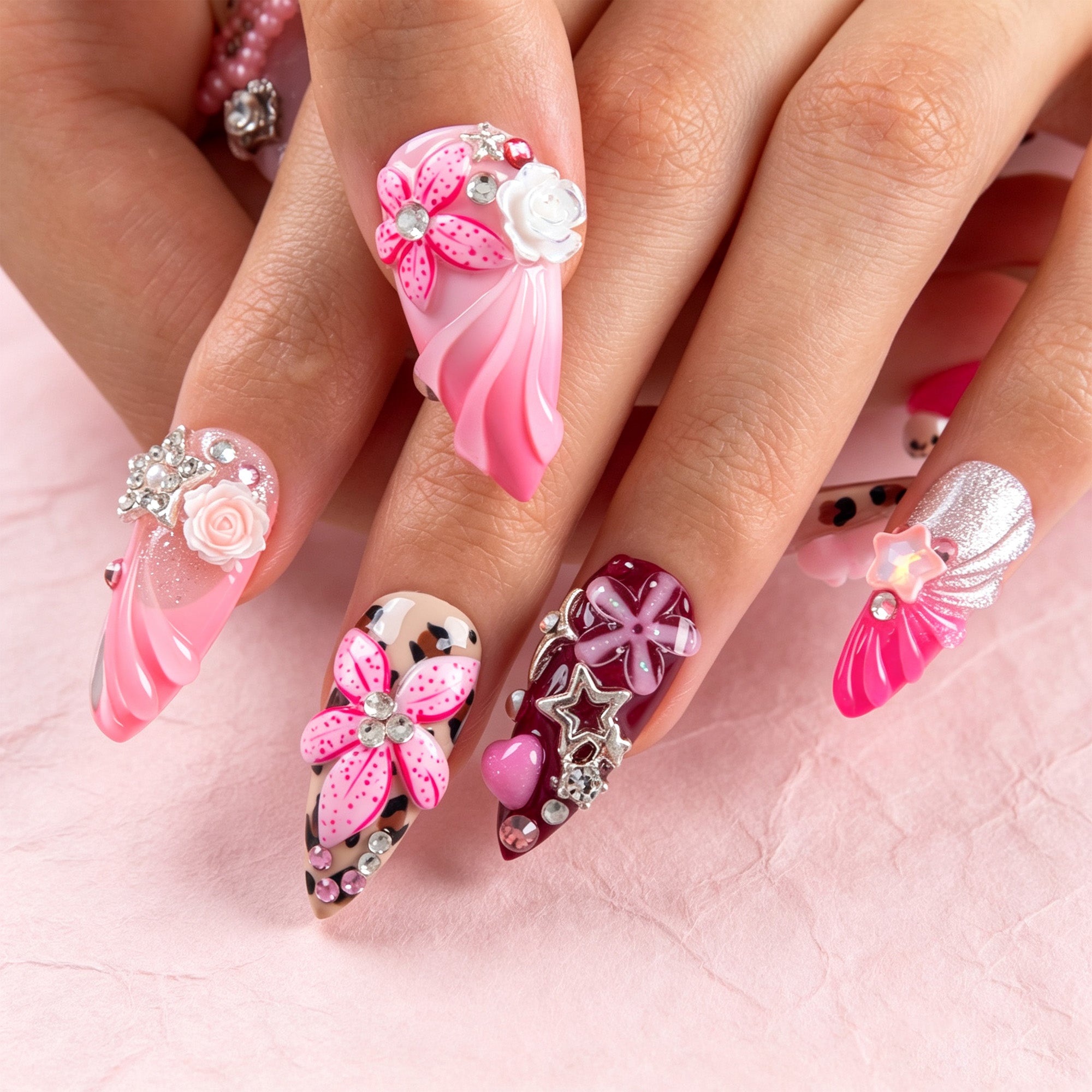 Cherry Charm Handmade Nails H947