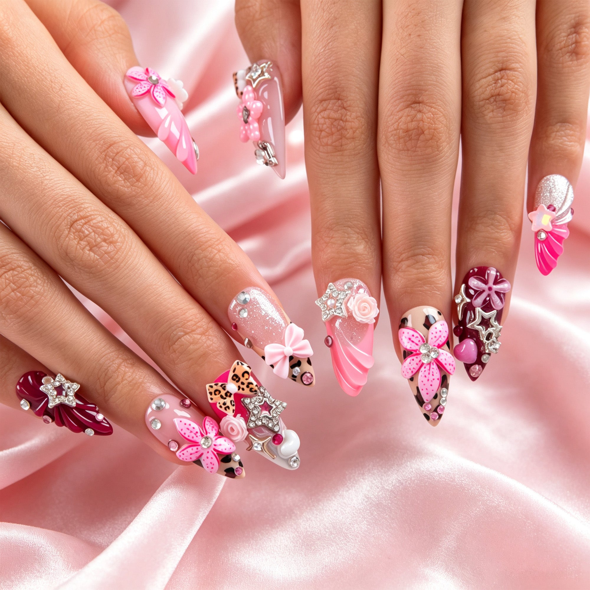 Cherry Charm Handmade Nails H947