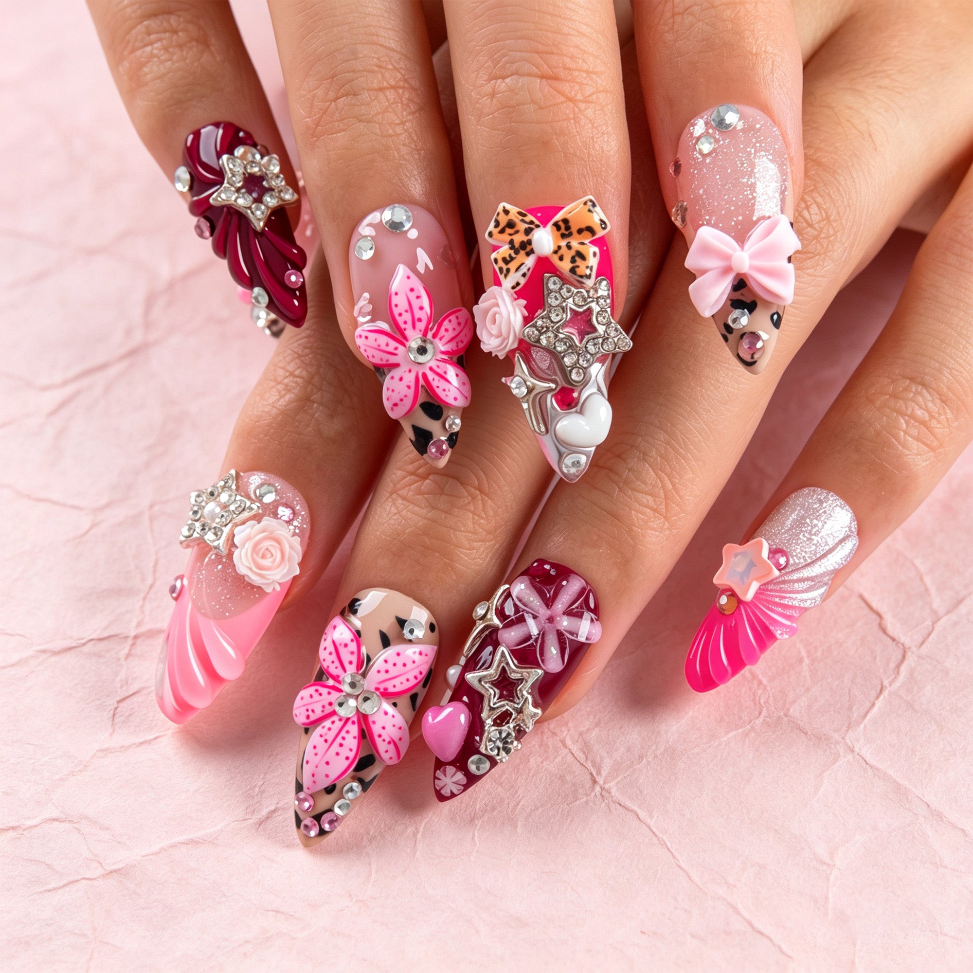 Cherry Charm Handmade Nails H947