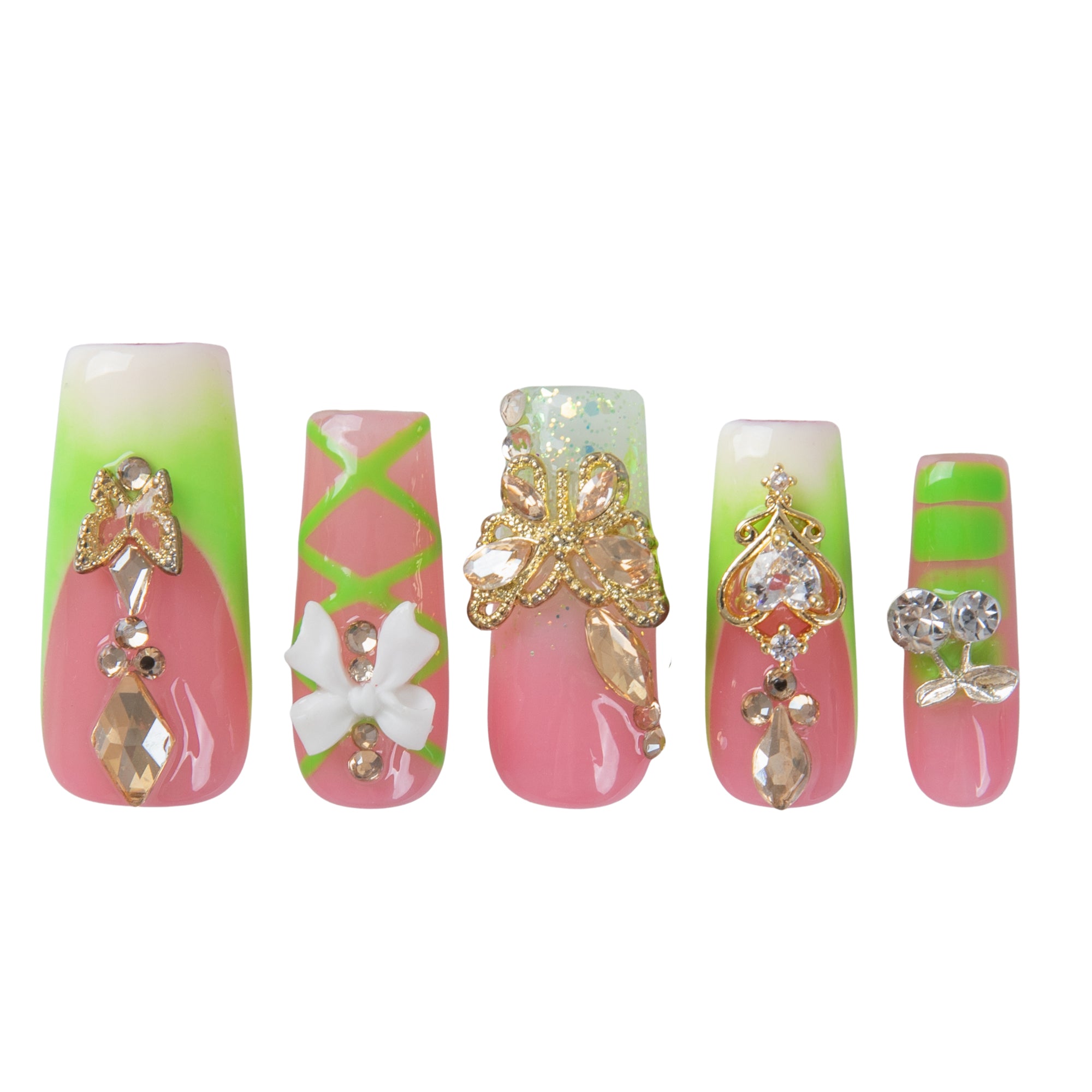 Lime Blossom Handmade Nails H953