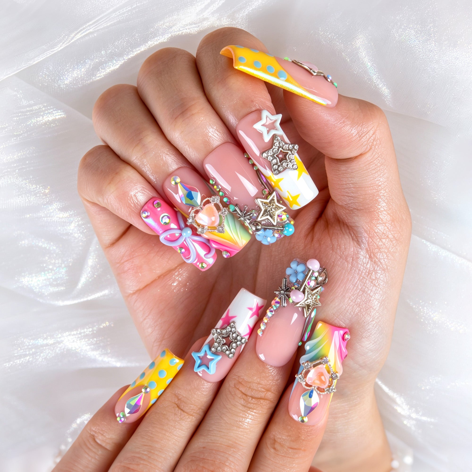 Pastel Stardust Handmade Nails H955