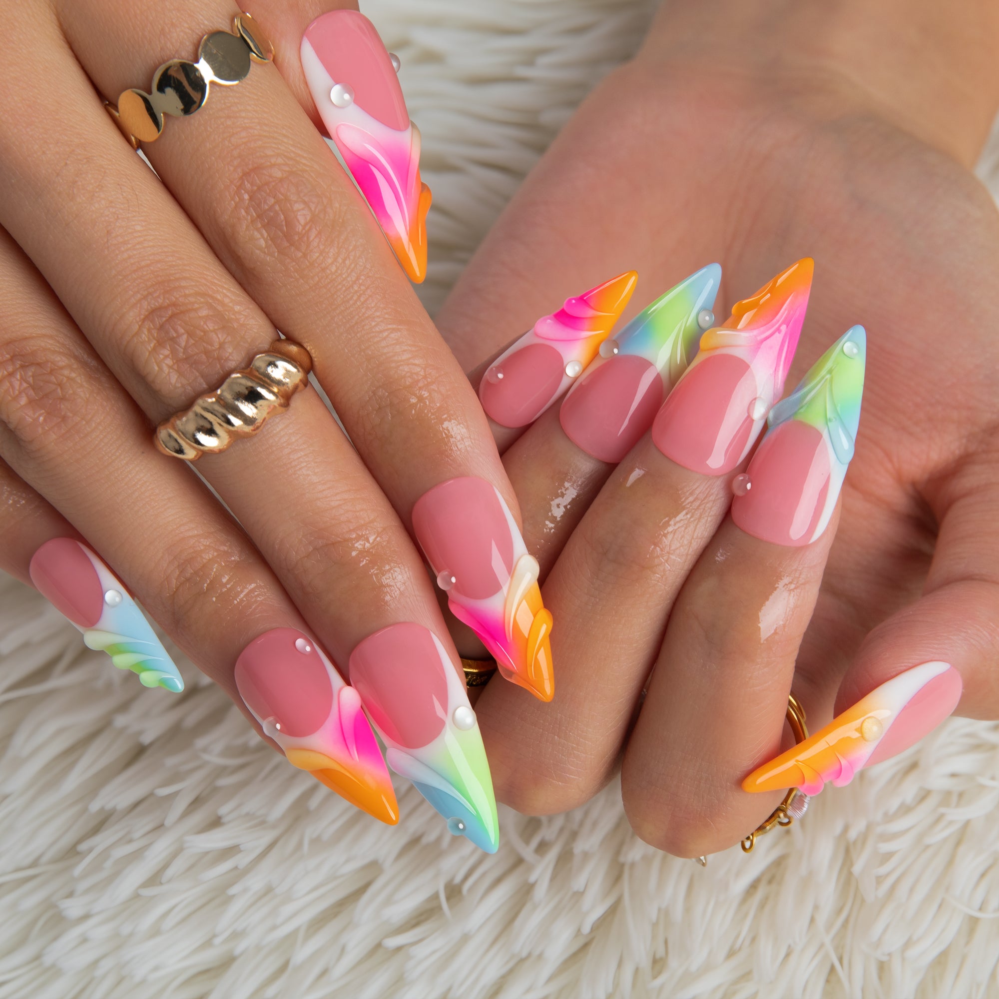 Color Cascade Handmade Nails H956