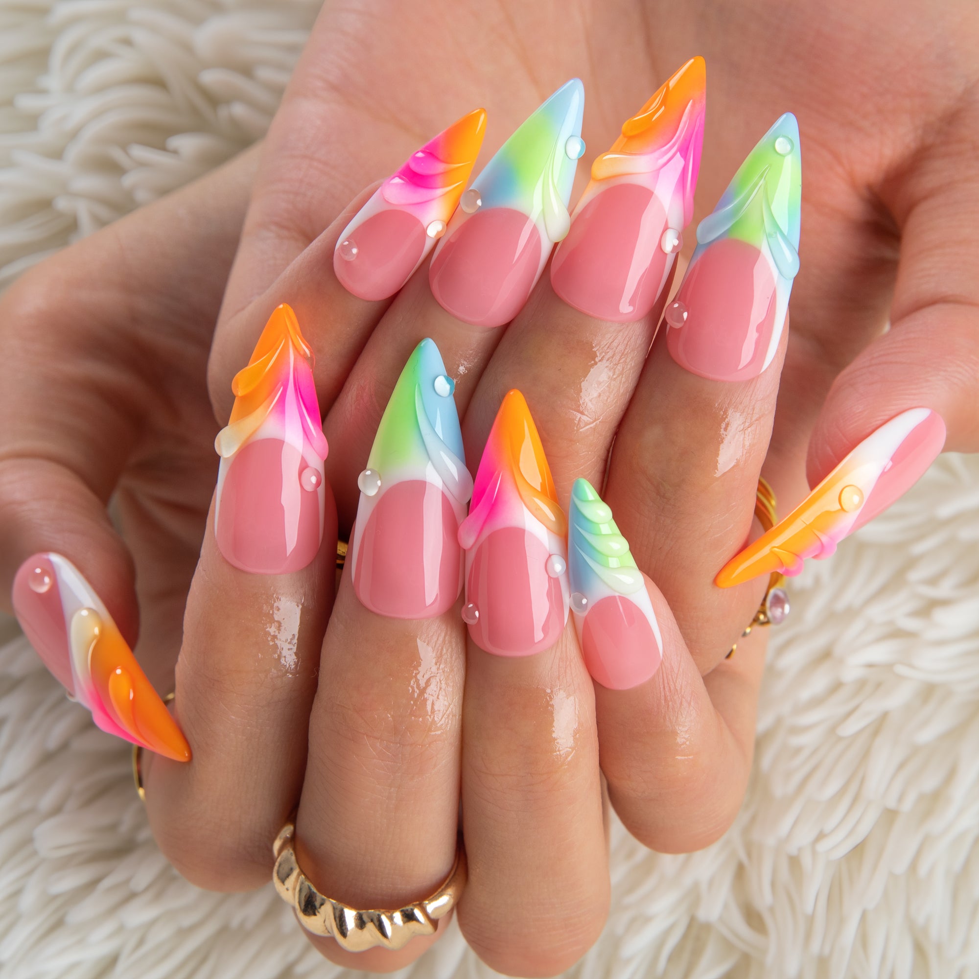 Color Cascade Handmade Nails H956