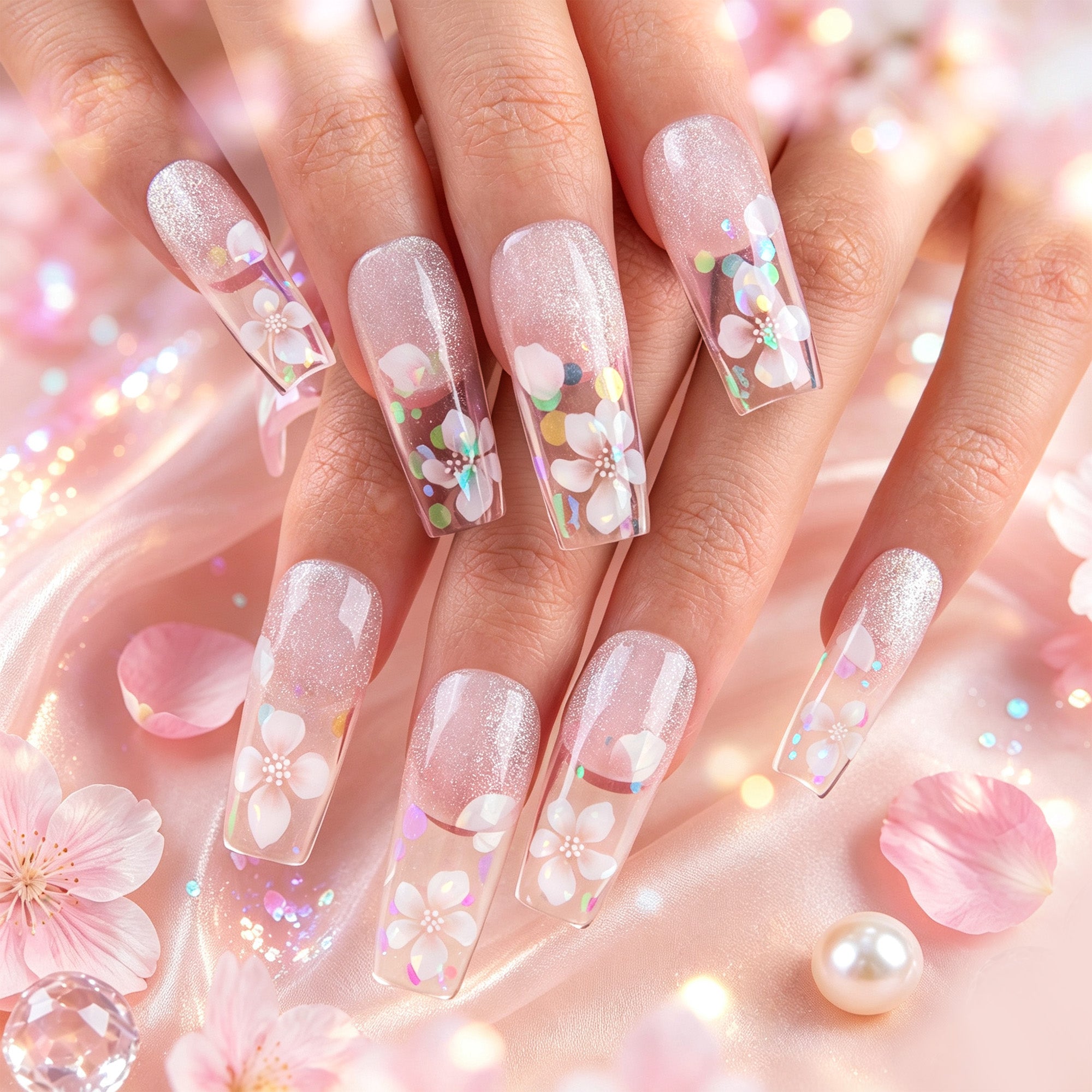 Glacial Bloom Handmade Nails H957