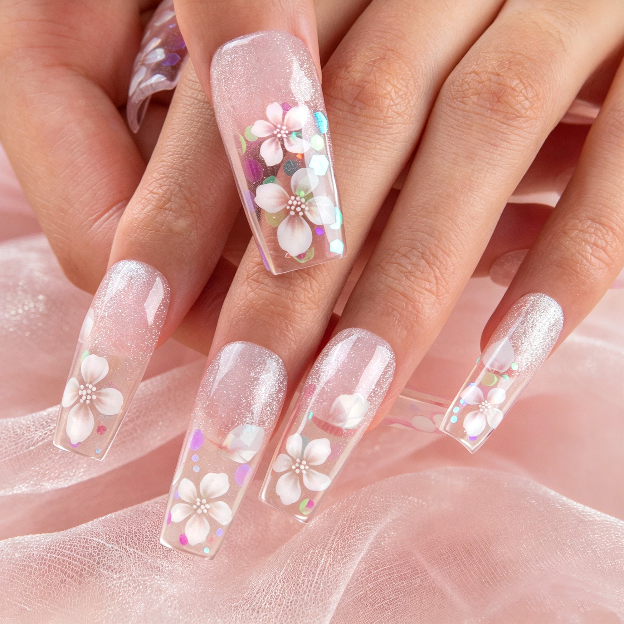 Glacial Bloom Handmade Nails H957