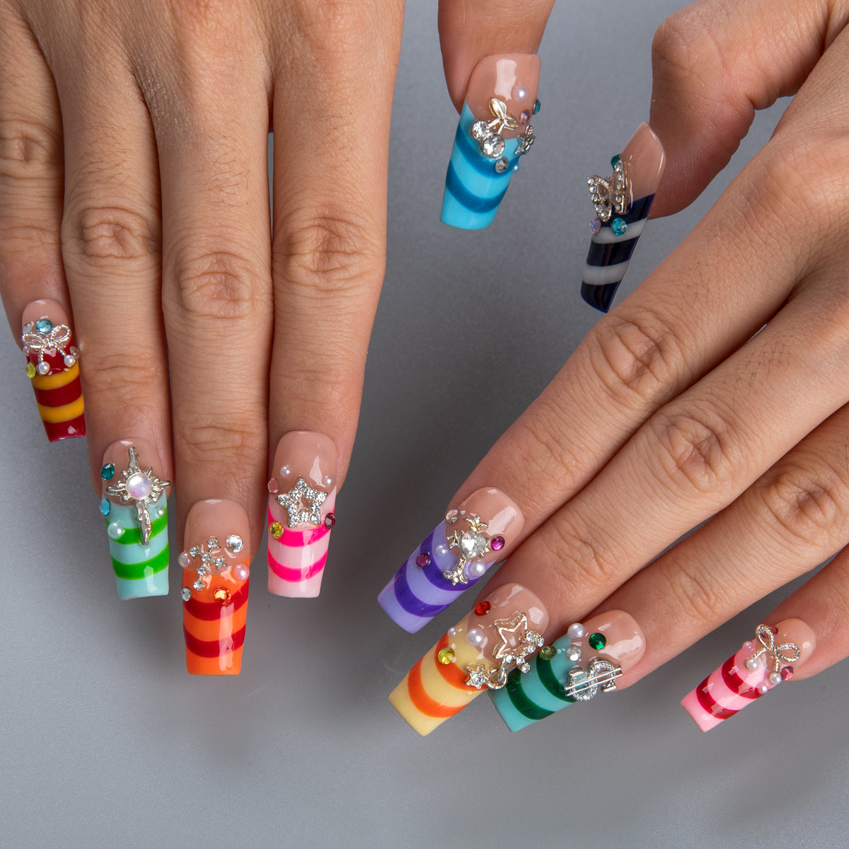 Candy Ribbon Handmade Nails H959