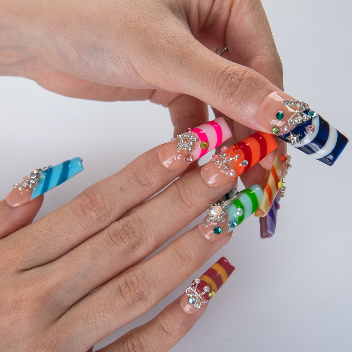Candy Ribbon Handmade Nails H959